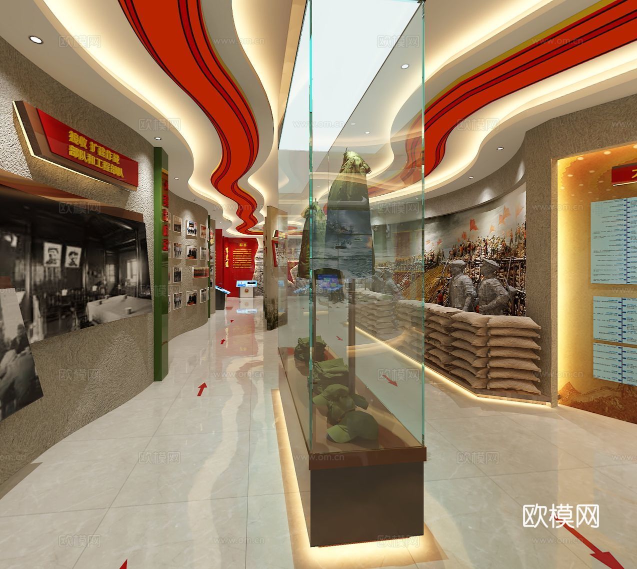 武警军史馆展厅红色文化党建文化3d模型