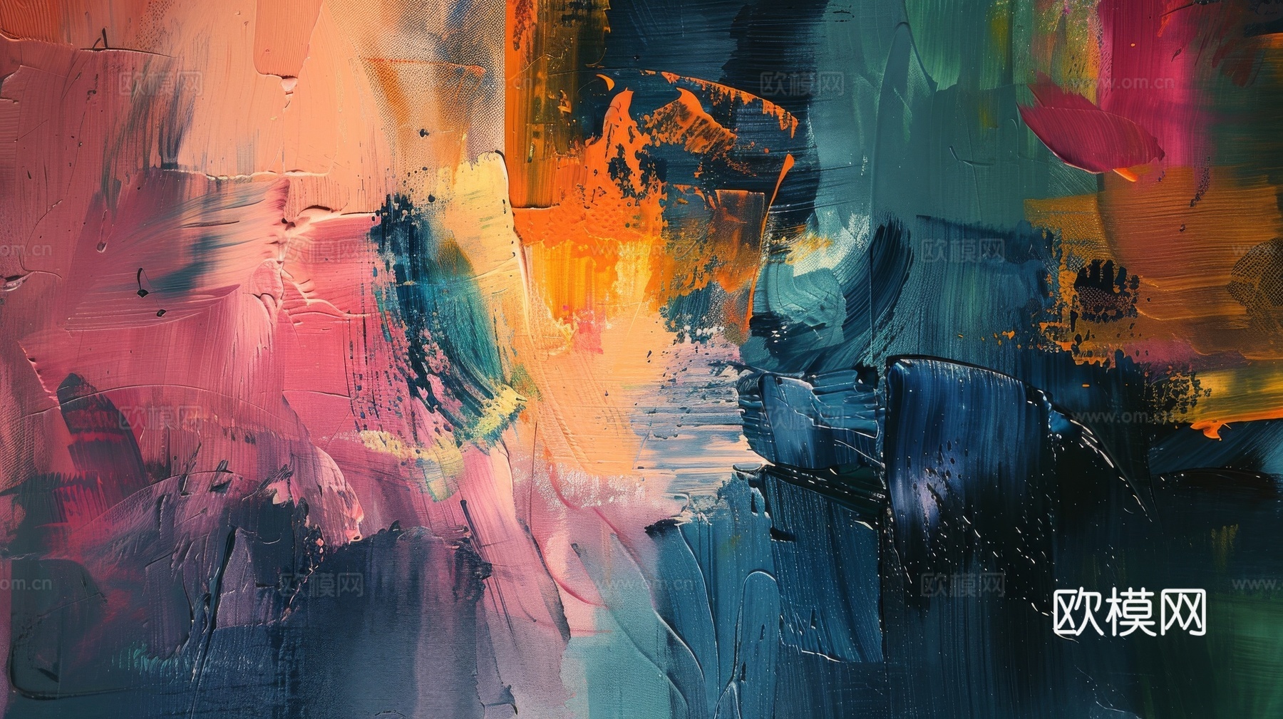 3D立体肌理油画涂抹背景壁纸下载（渲染图2）