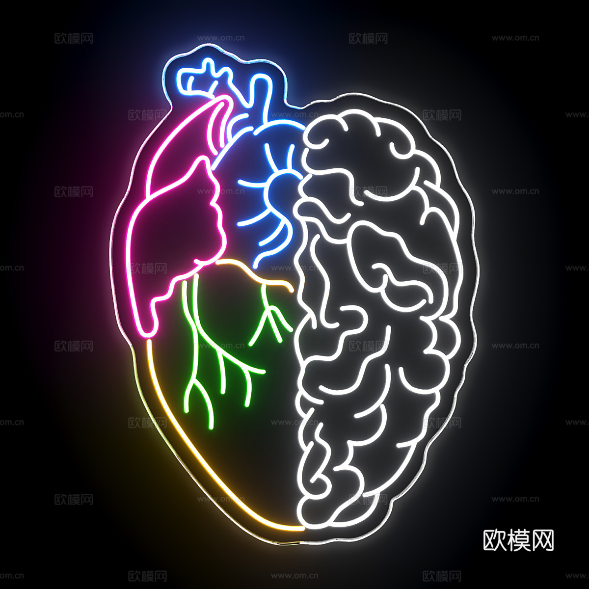 现代霓虹灯3d模型