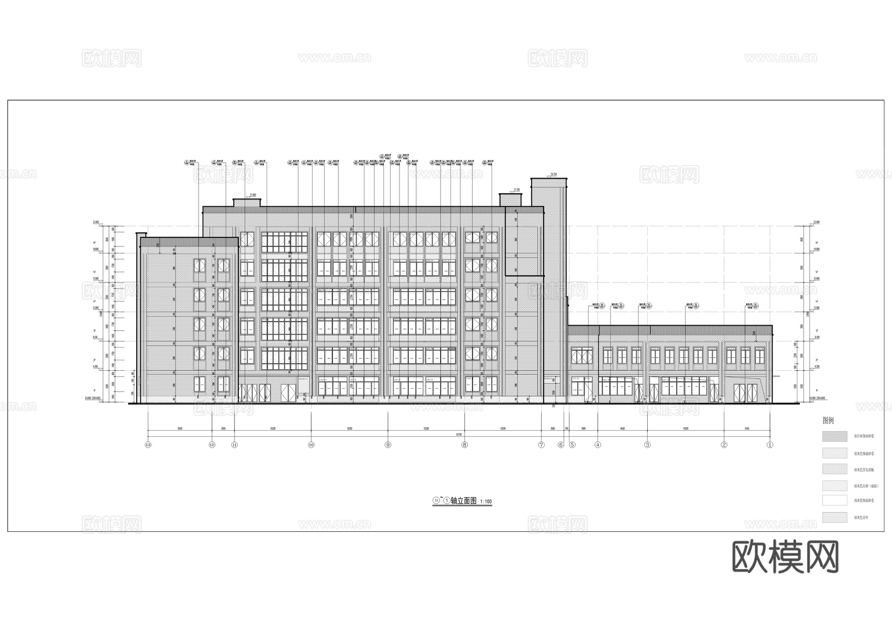 中学综合楼新建工程建筑及装修施工图cad施工图