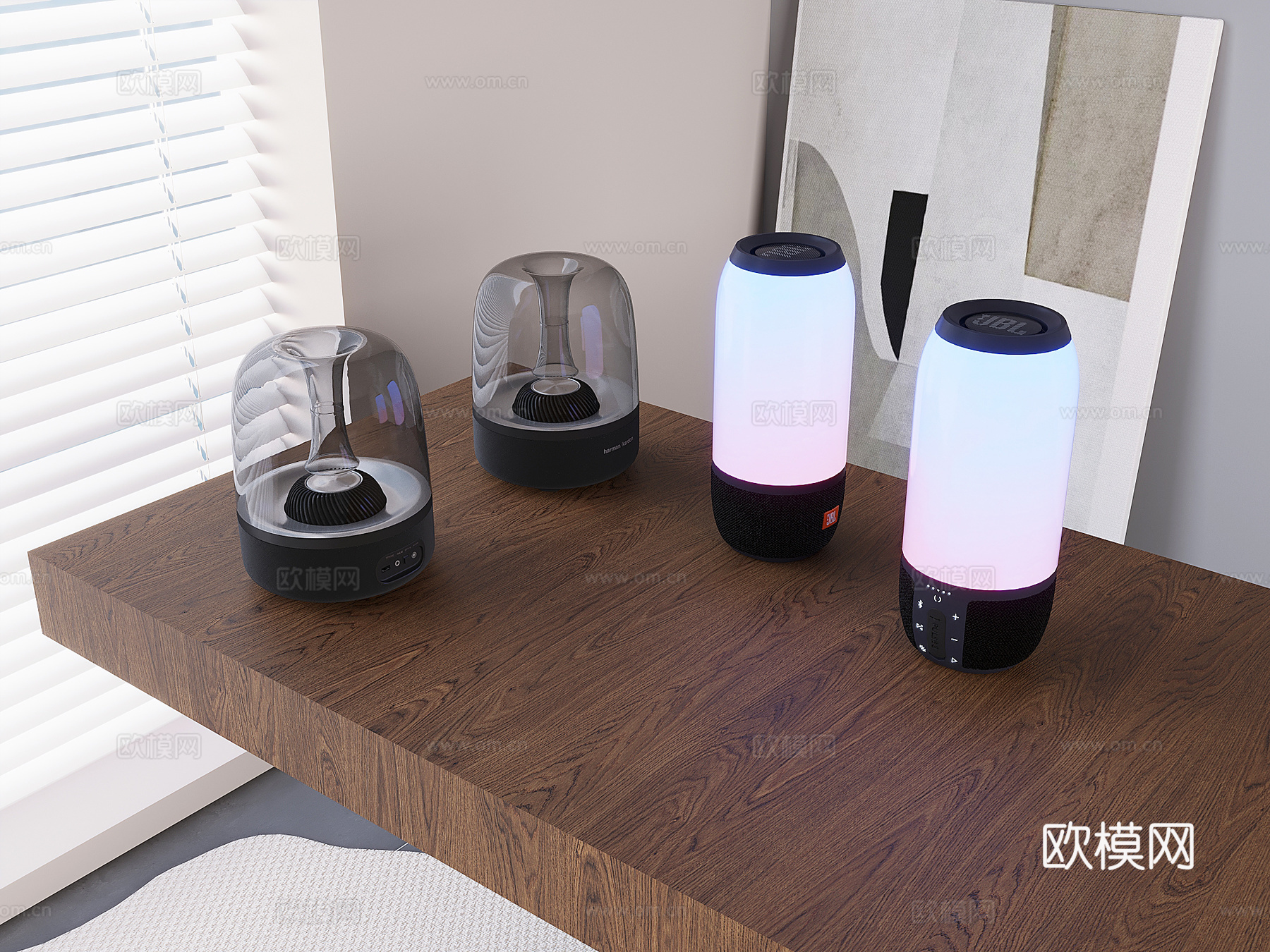 防尘琉璃水晶音响 蓝牙炫彩低音炮 迷你小音响3d模型