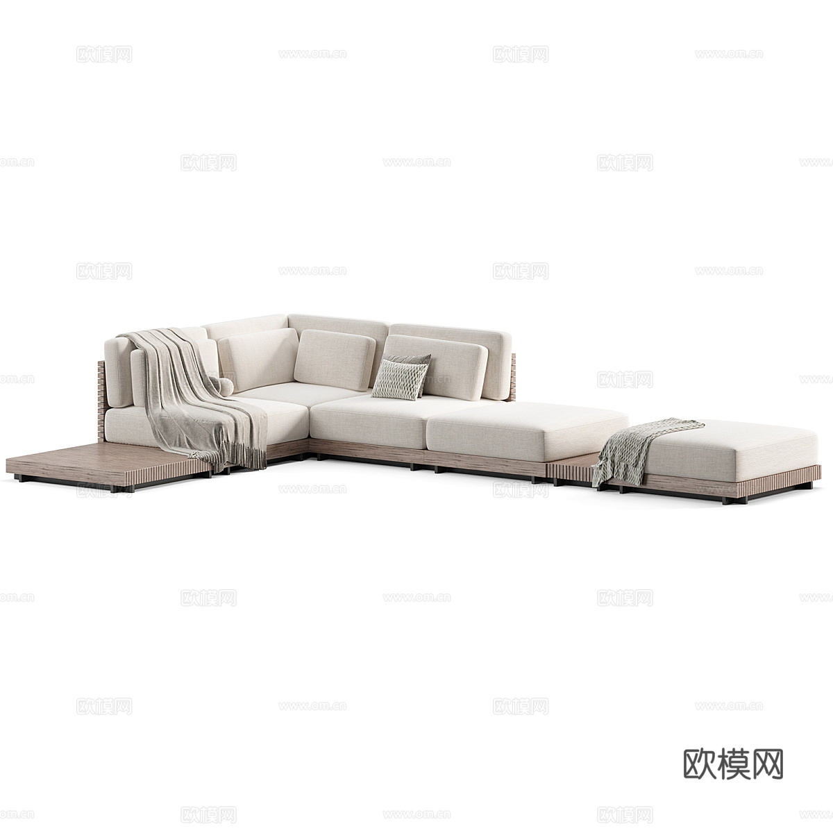 现代意式布艺组合沙发3d模型