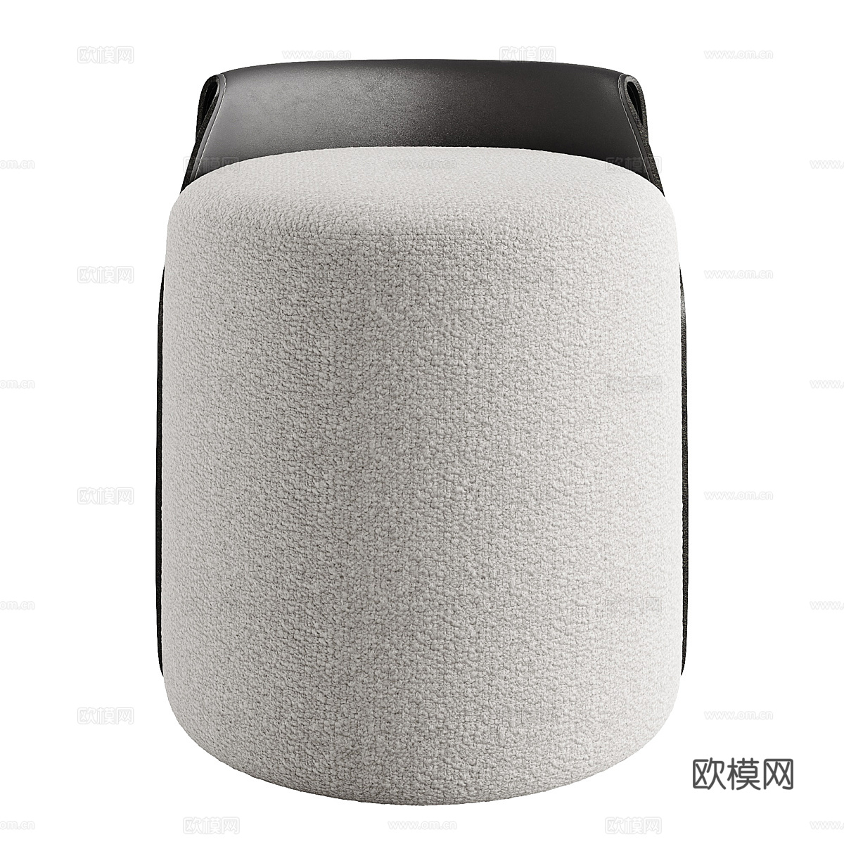 现代意式墙饰皮革布艺圆凳3d模型