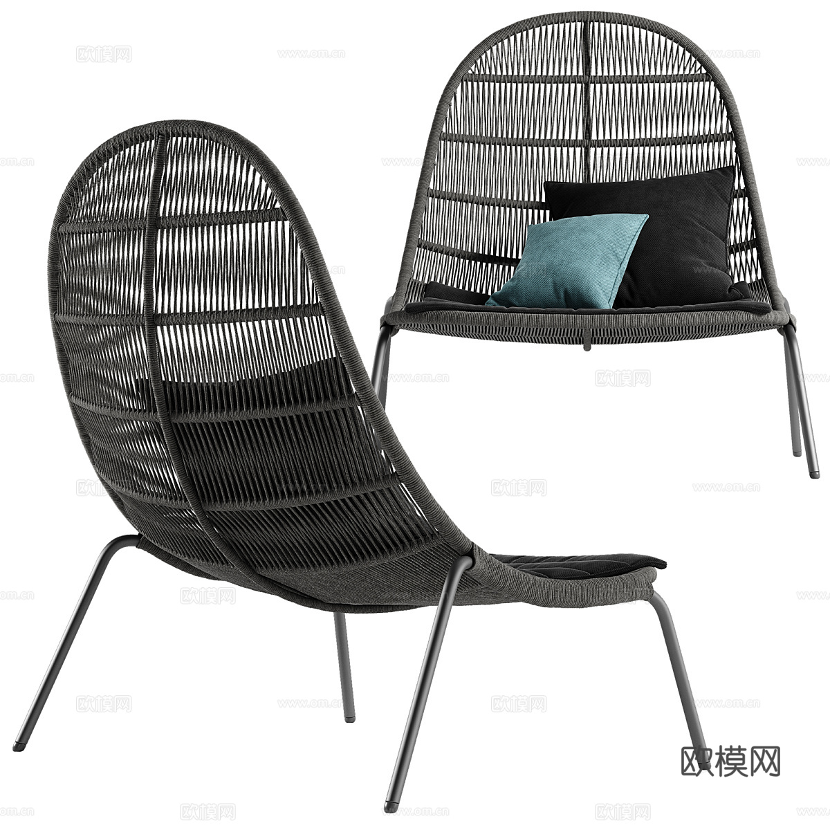 新中式藤编休闲椅3d模型