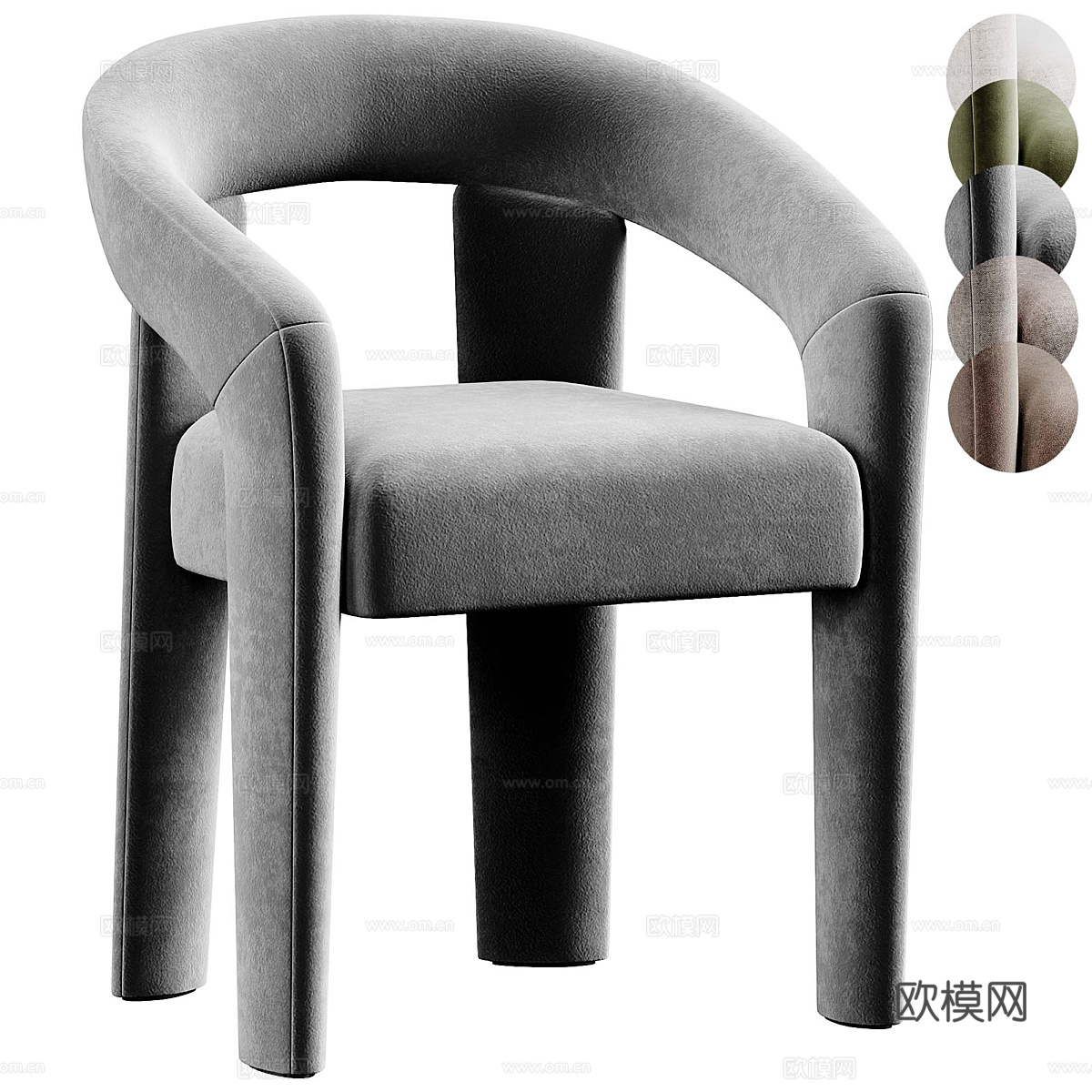 现代意式布艺餐椅3d模型