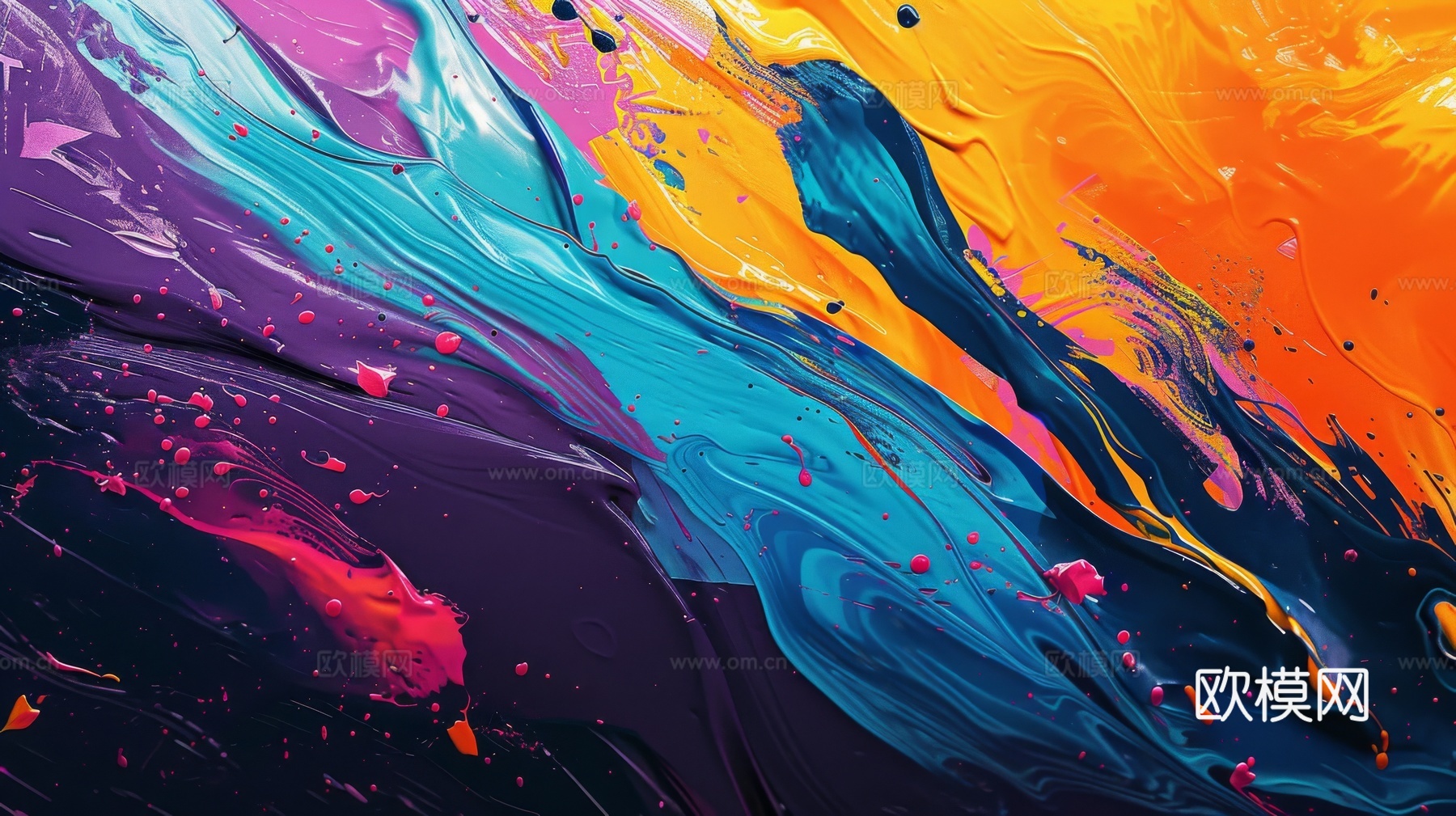 3D立体肌理油画涂抹背景壁纸下载（渲染图5）