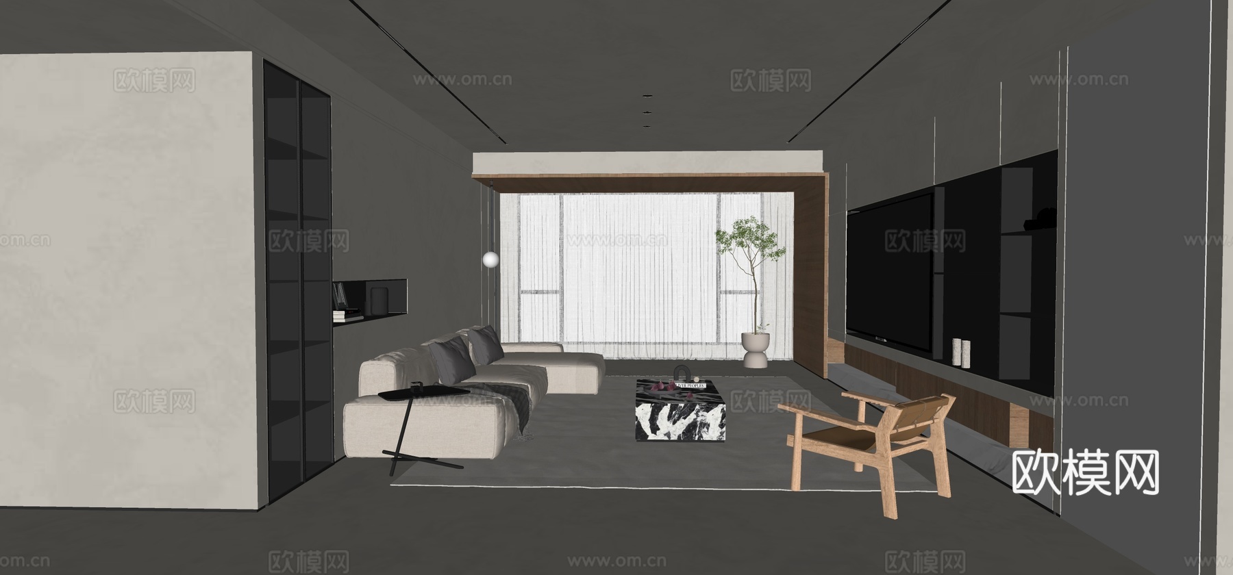 家装 客厅su模型