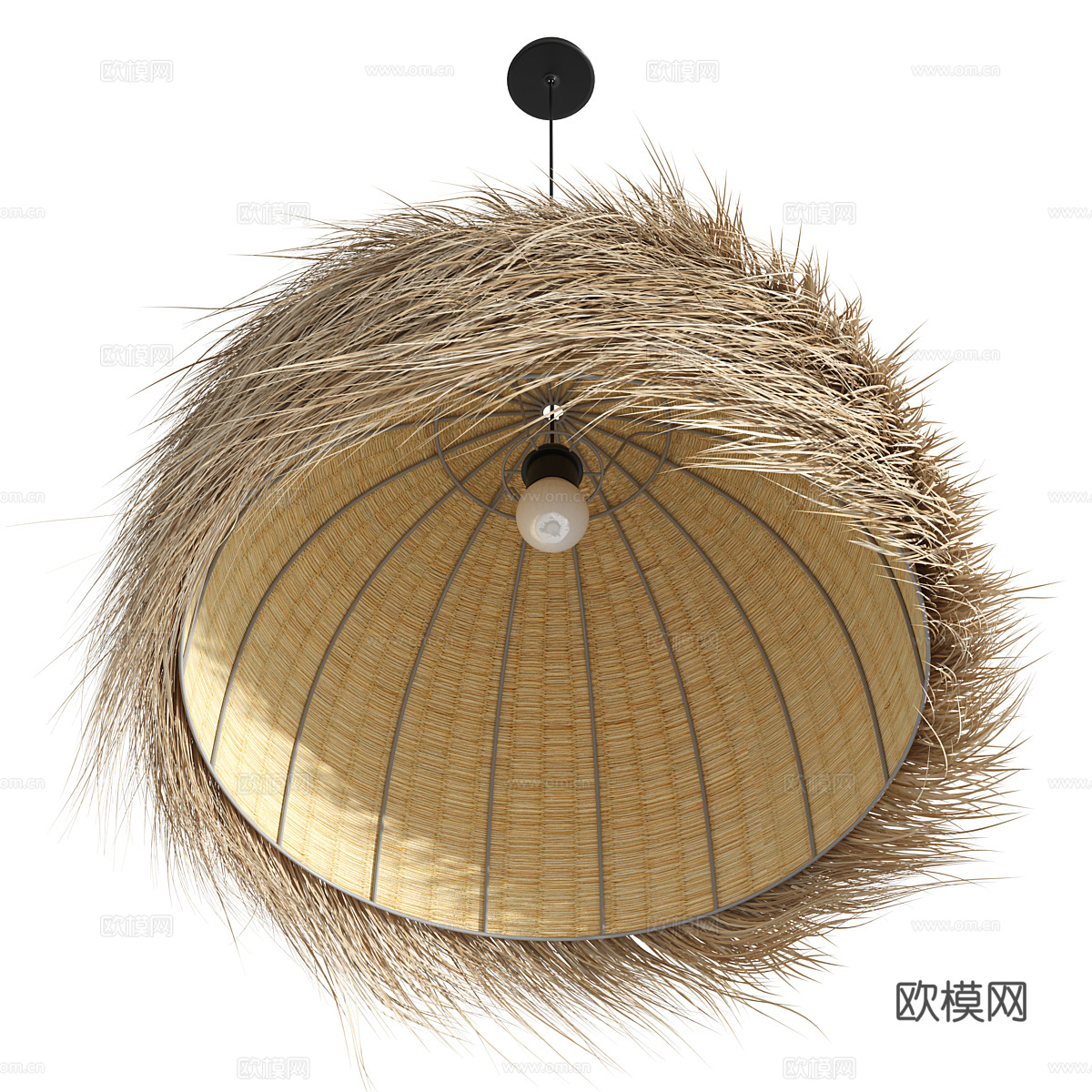 新中式侘寂藤编装饰吊灯3d模型