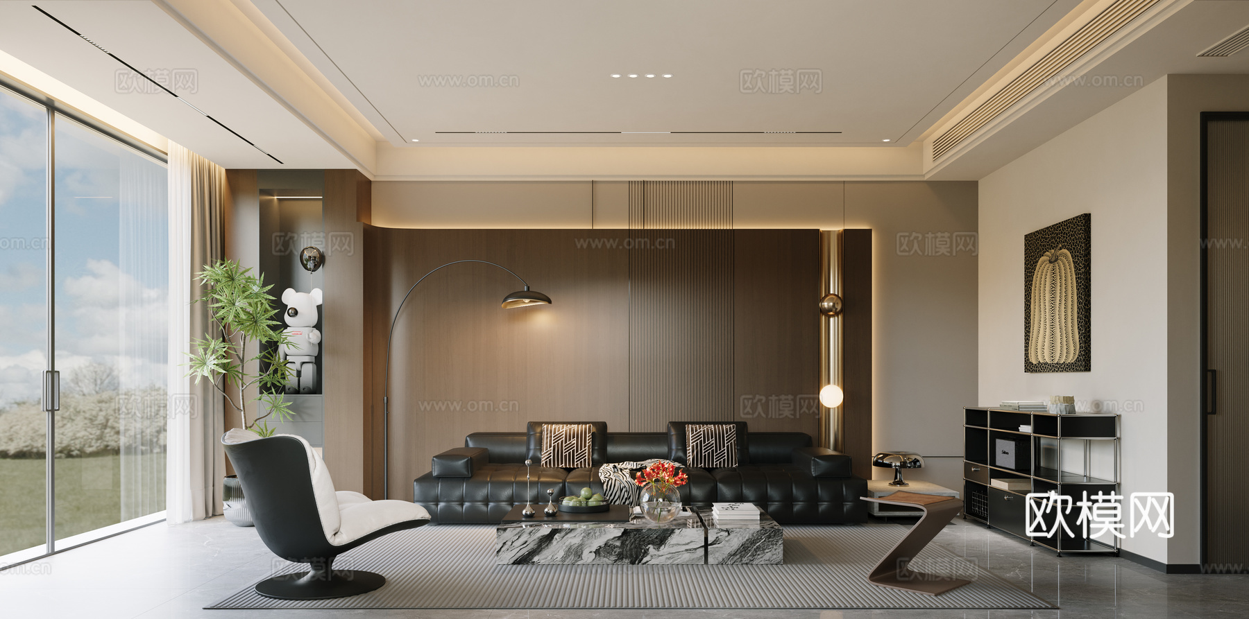 现代意式客餐厅3d模型下载（渲染图4）