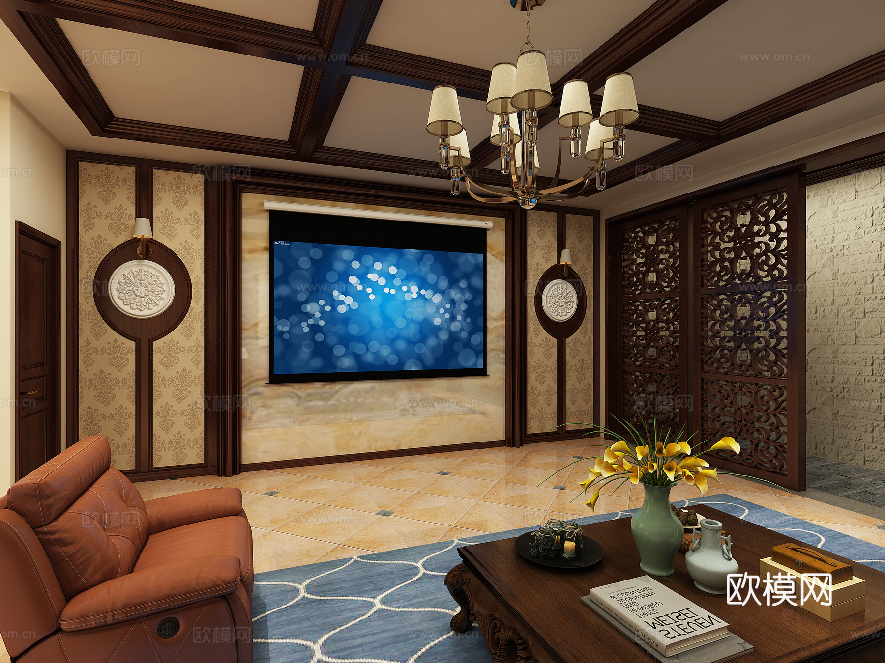 美式 现代 影厅3d模型3d模型