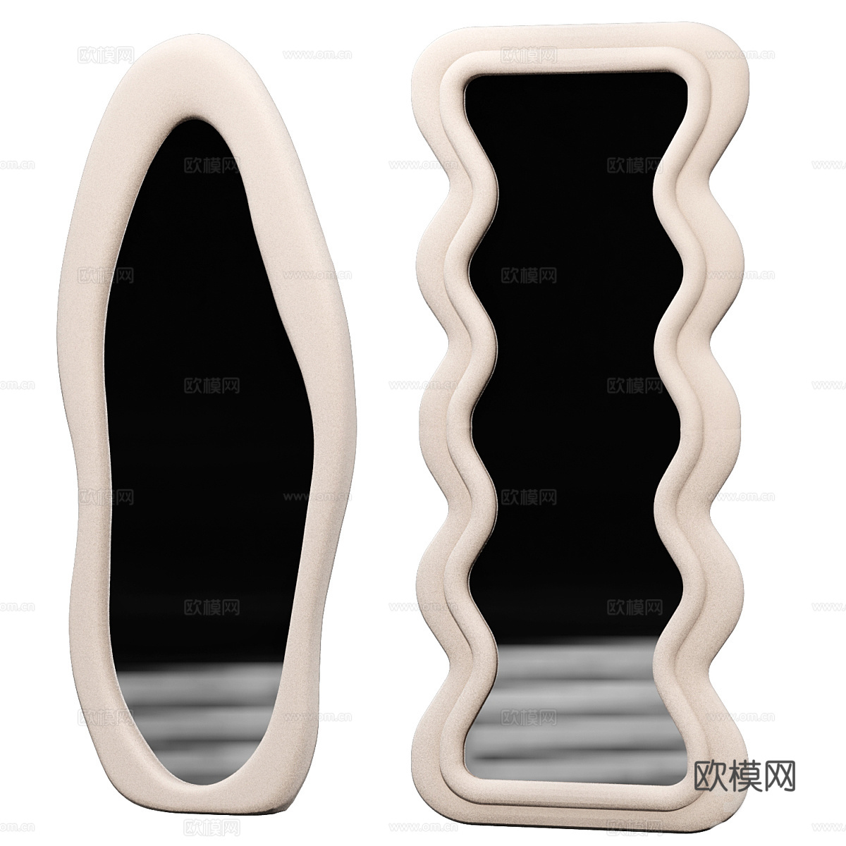 现代奶油风侘寂装饰镜子3d模型