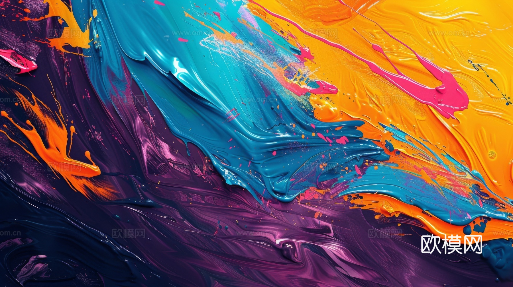 3D立体肌理油画涂抹背景壁纸下载（渲染图8）