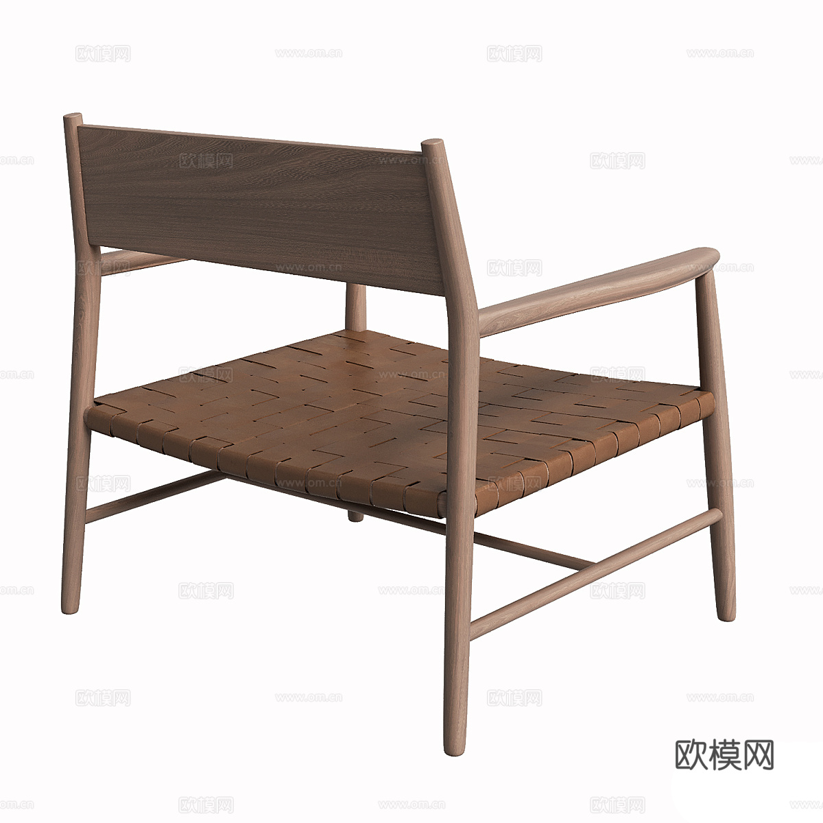 新中式木质藤编休闲椅3d模型
