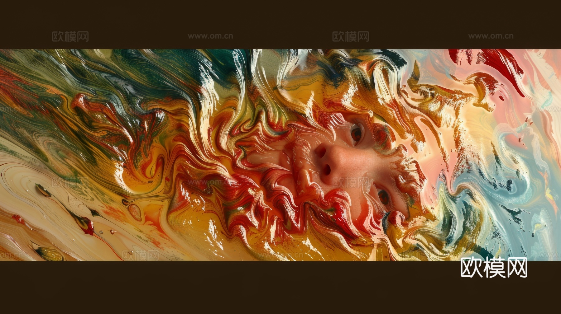 3D立体肌理油画涂抹背景壁纸下载（渲染图3）