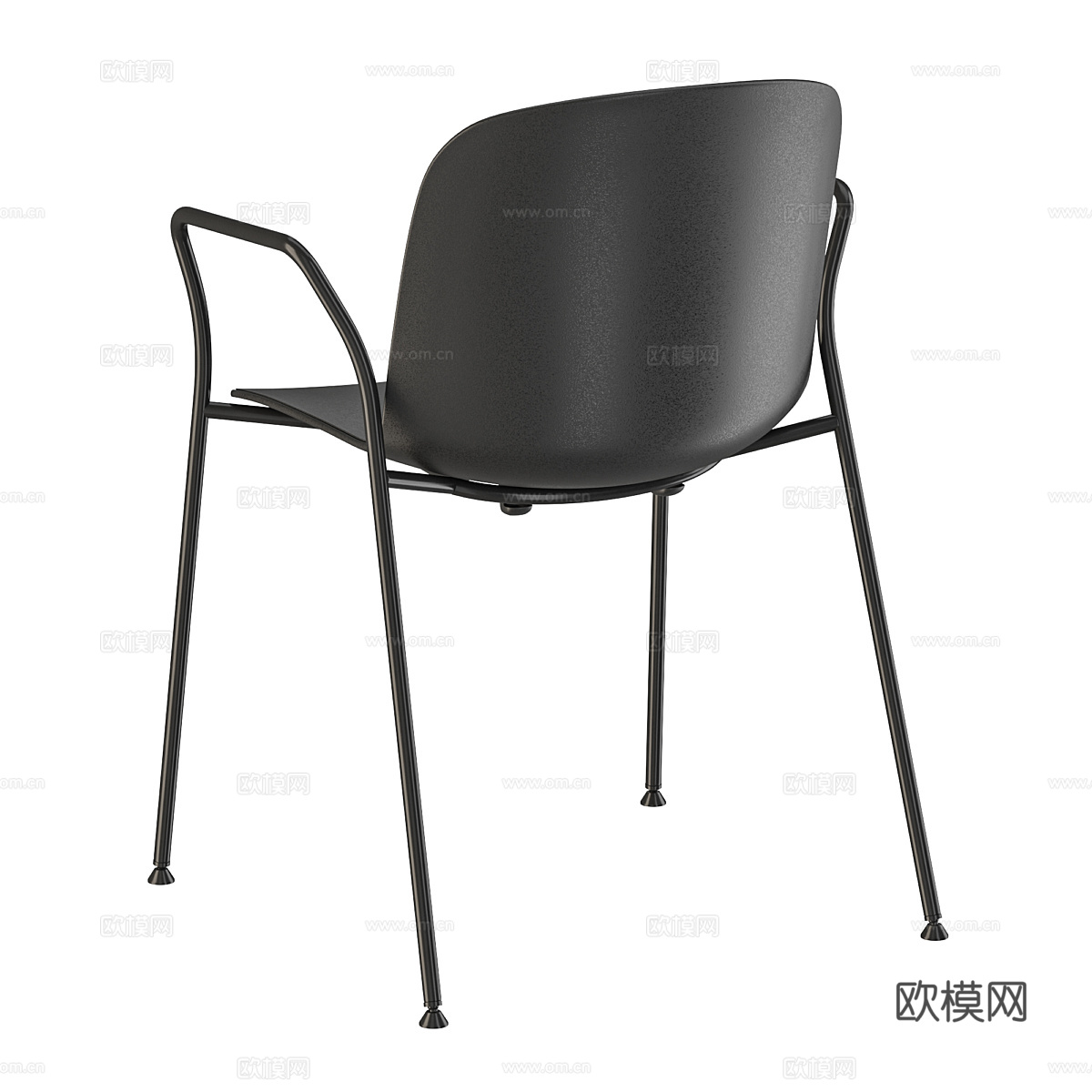 现代意式极简不锈钢皮革餐椅3d模型