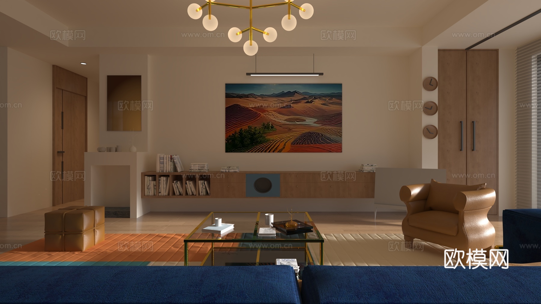 3DMAX2020现代包豪斯风格客餐厅免费3d模型