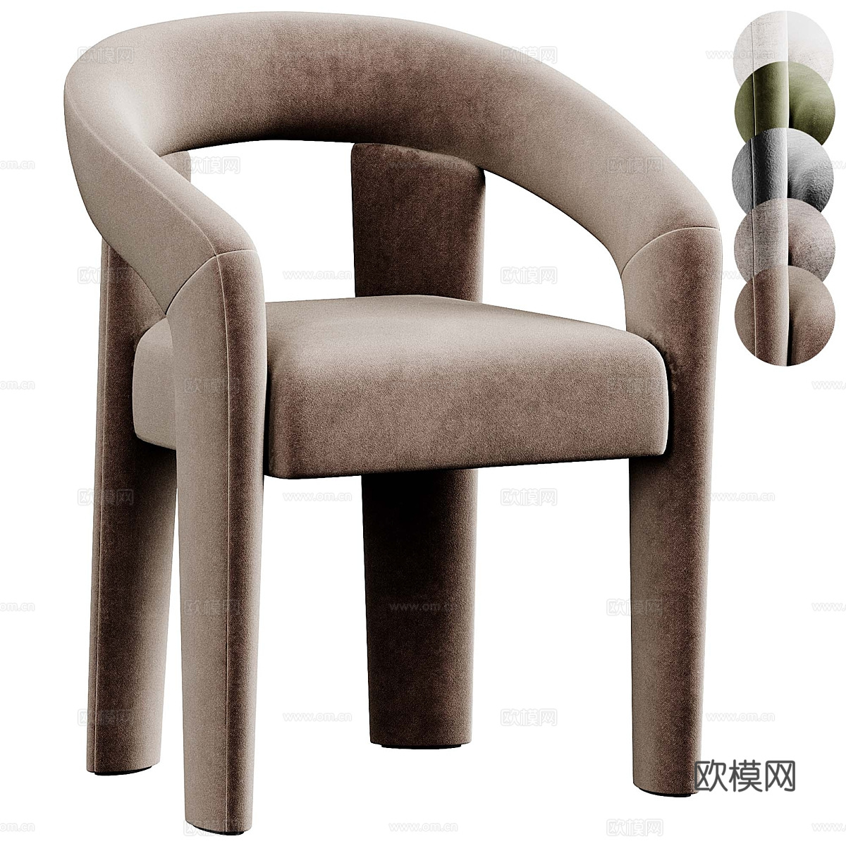 现代意式布艺餐椅3d模型