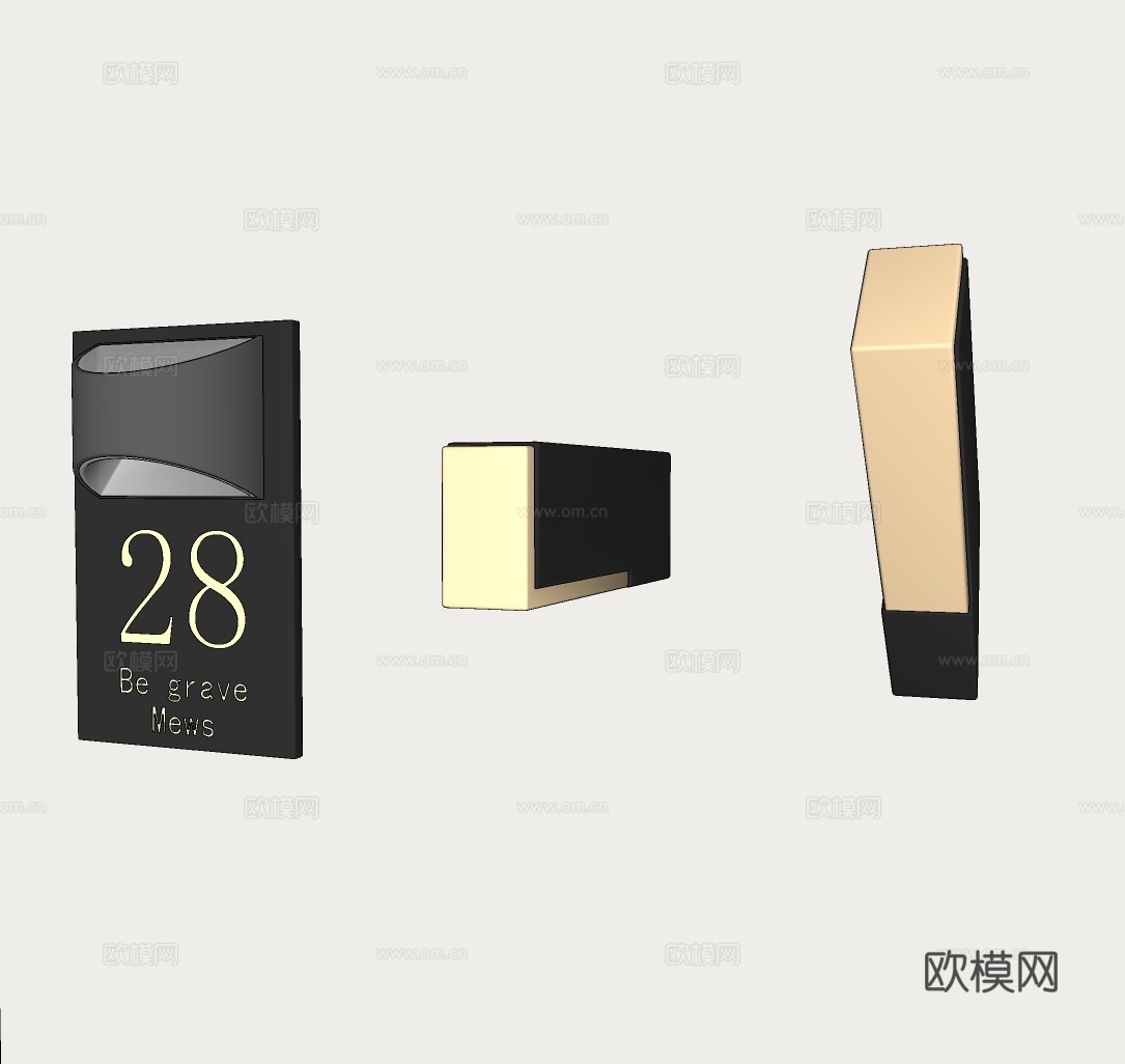 现代室外壁灯 门牌壁灯 户外壁灯 庭院壁灯su模型