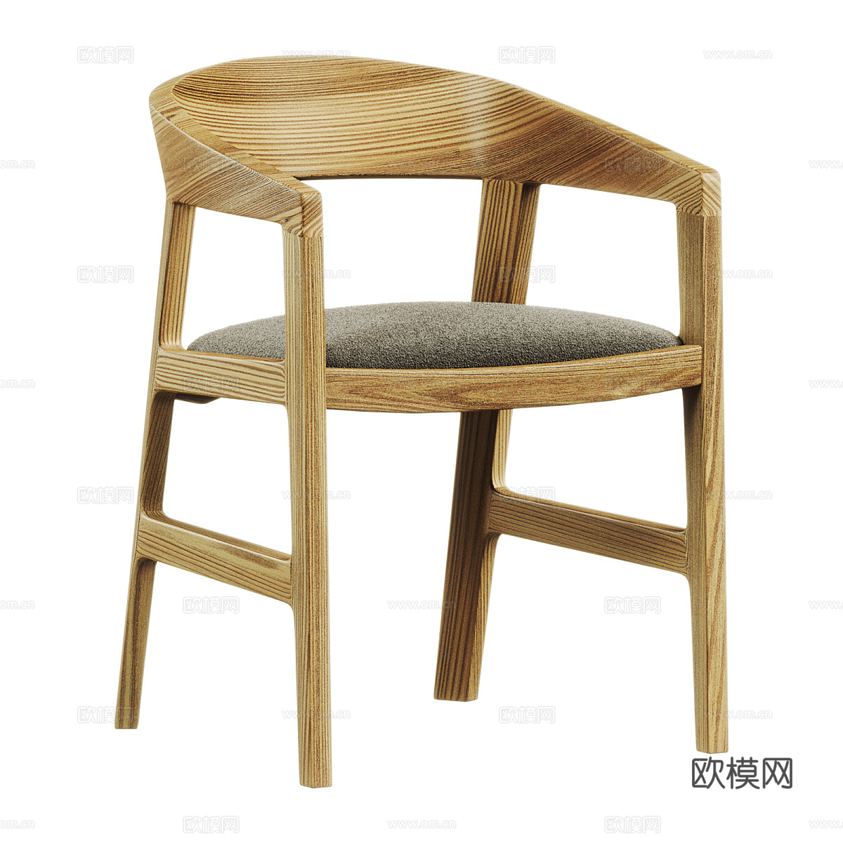 新中式木质单椅3d模型