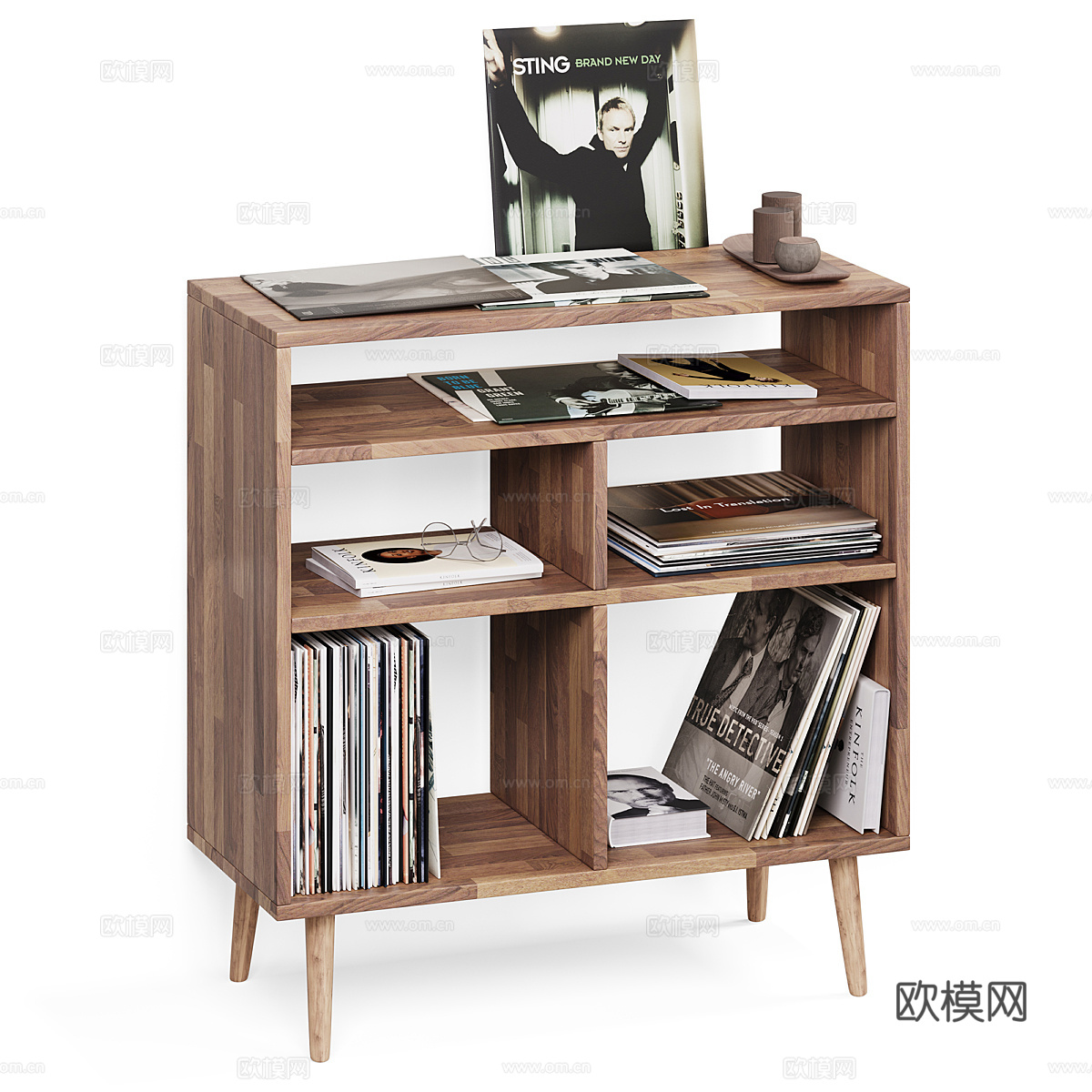 现代意式实木边柜3d模型