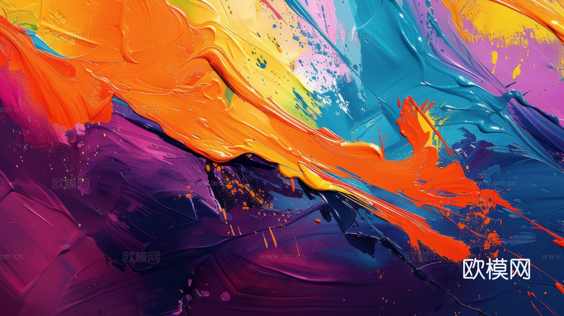 3D立体肌理油画涂抹背景壁纸下载（渲染图4）