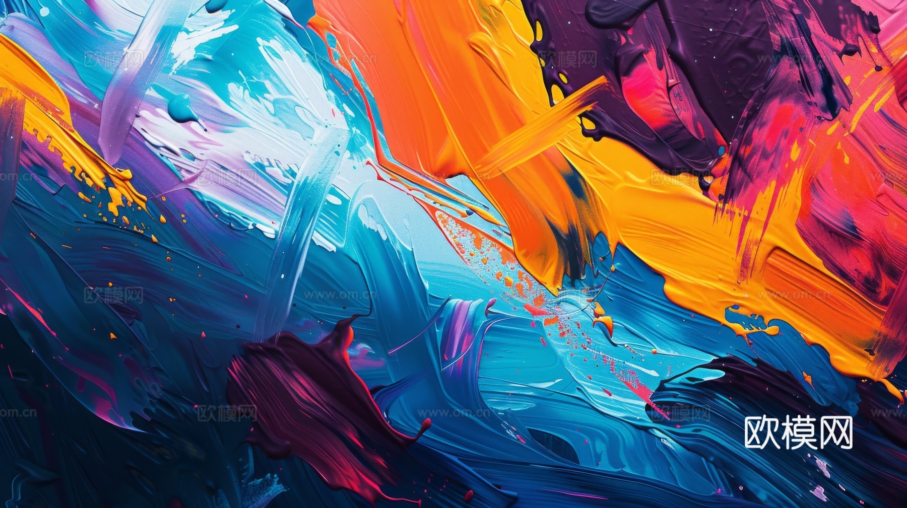 3D立体肌理油画涂抹背景壁纸下载（渲染图3）