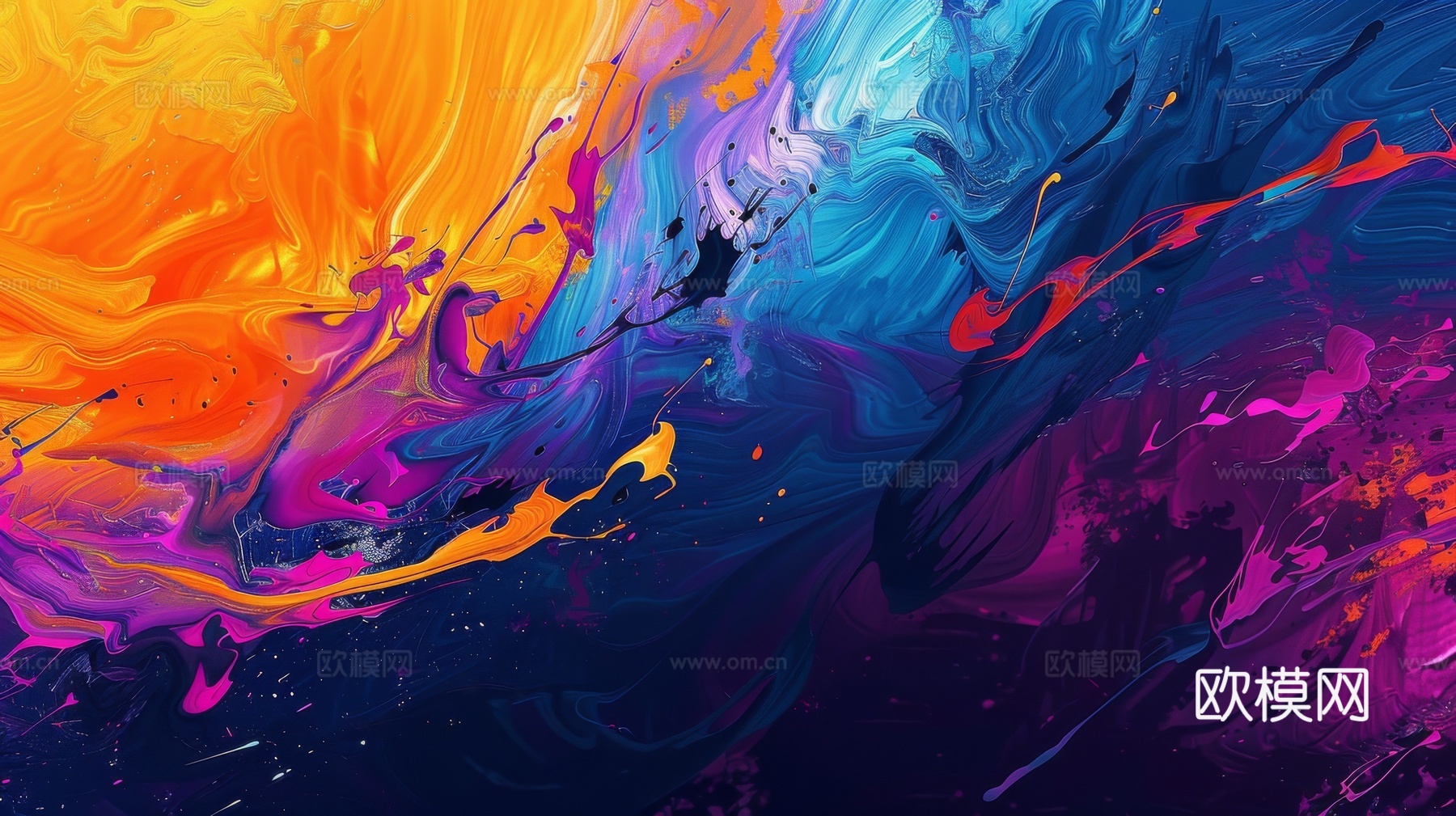 3D立体肌理油画涂抹背景壁纸下载（渲染图1）