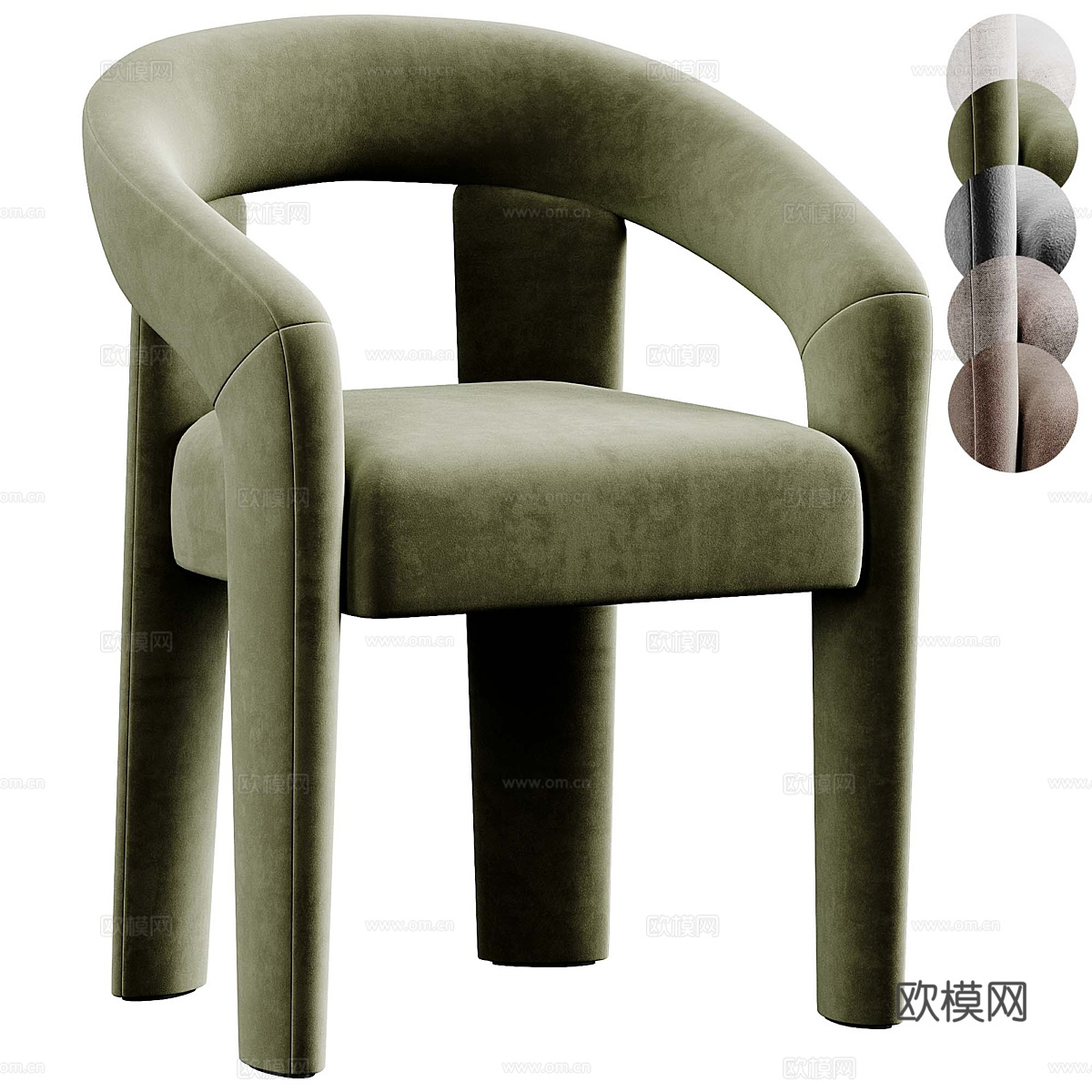 现代意式布艺餐椅3d模型