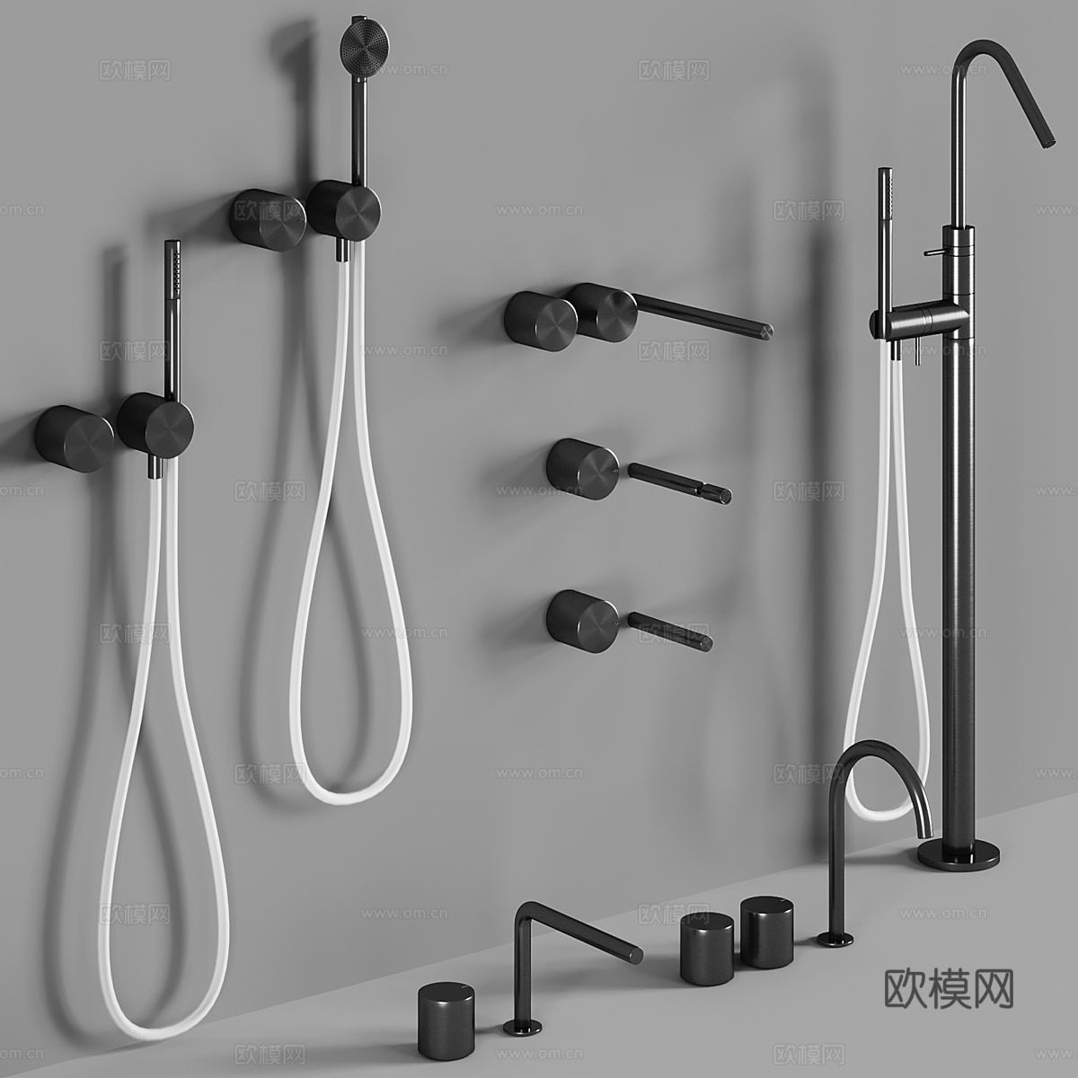 现代意式极简淋浴花洒3d模型