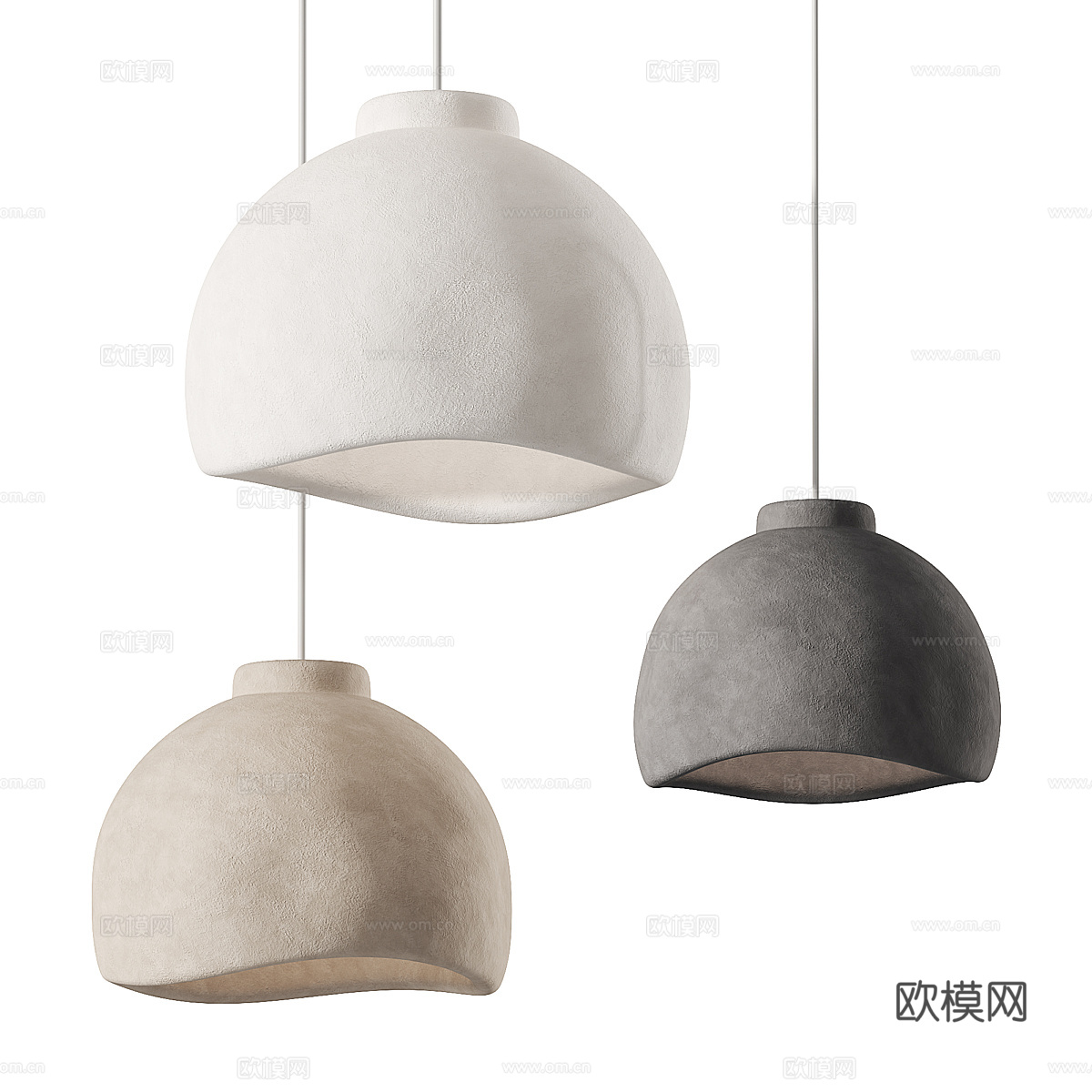 新中式侘寂陶制吊灯 铃铛吊灯 树脂吊灯3d模型