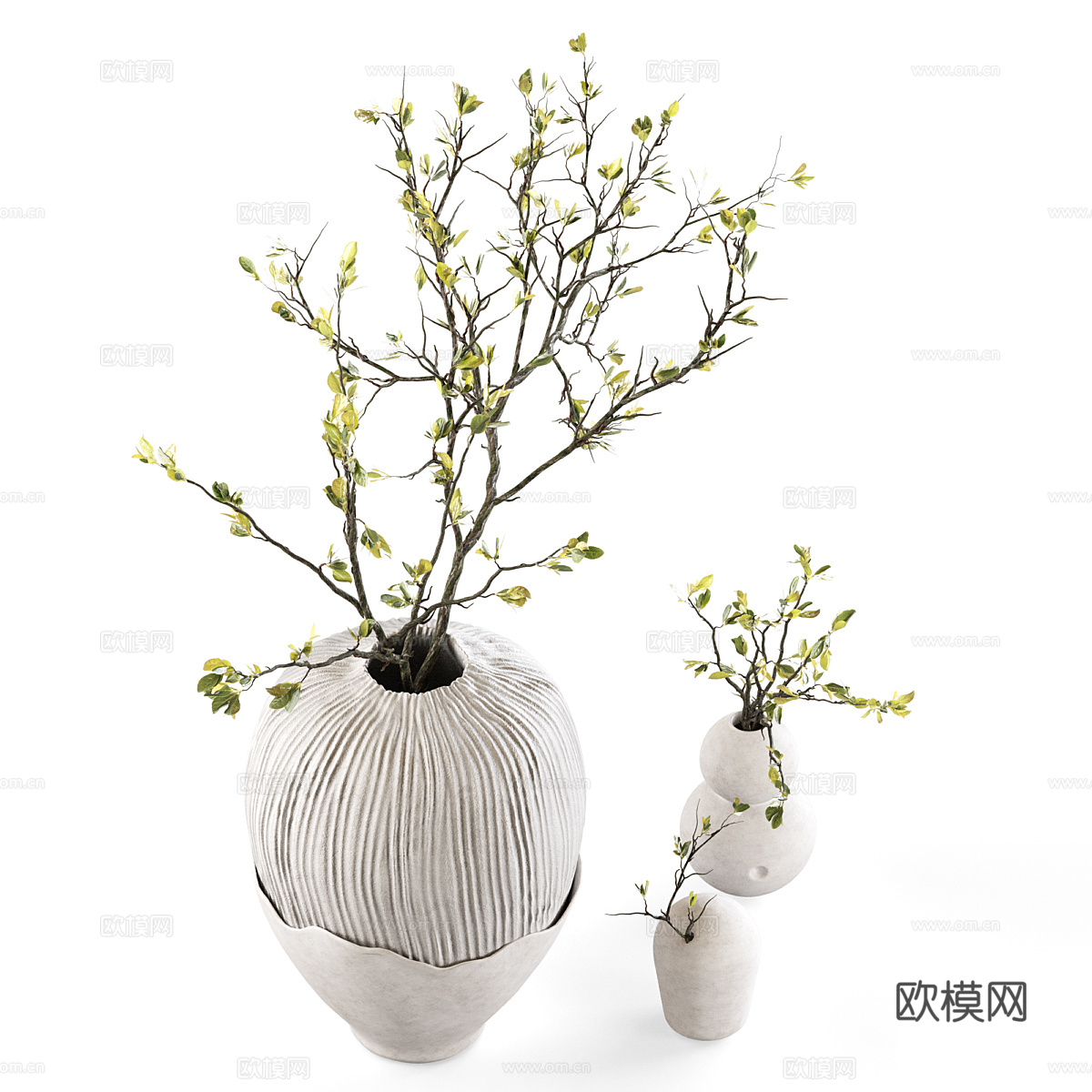 新中式花瓶花艺3d模型