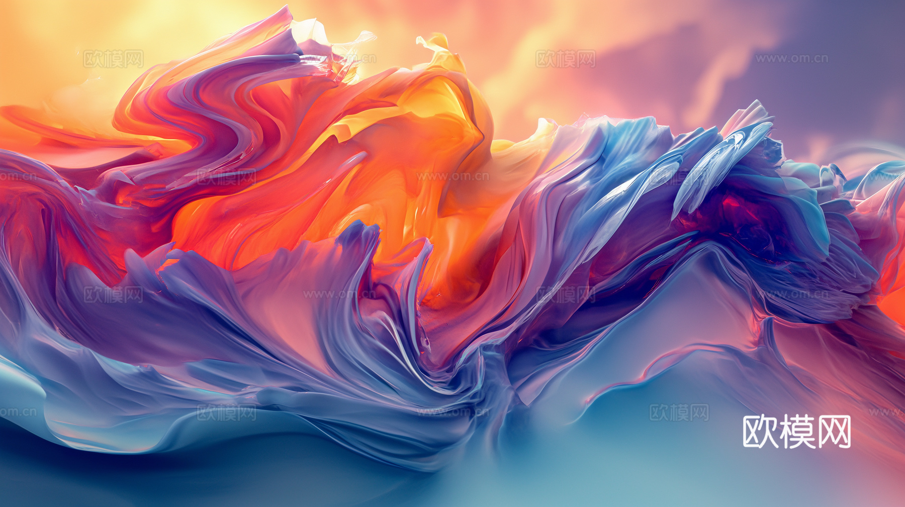 3D立体肌理油画涂抹背景壁纸下载（渲染图7）