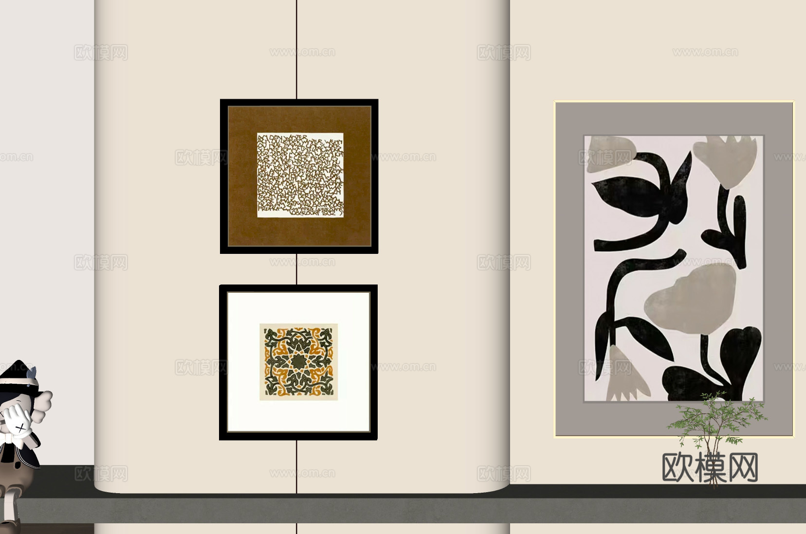 现代艺术画装饰画 室内软装 墙面装饰 挂画搭配 现代挂画su模型