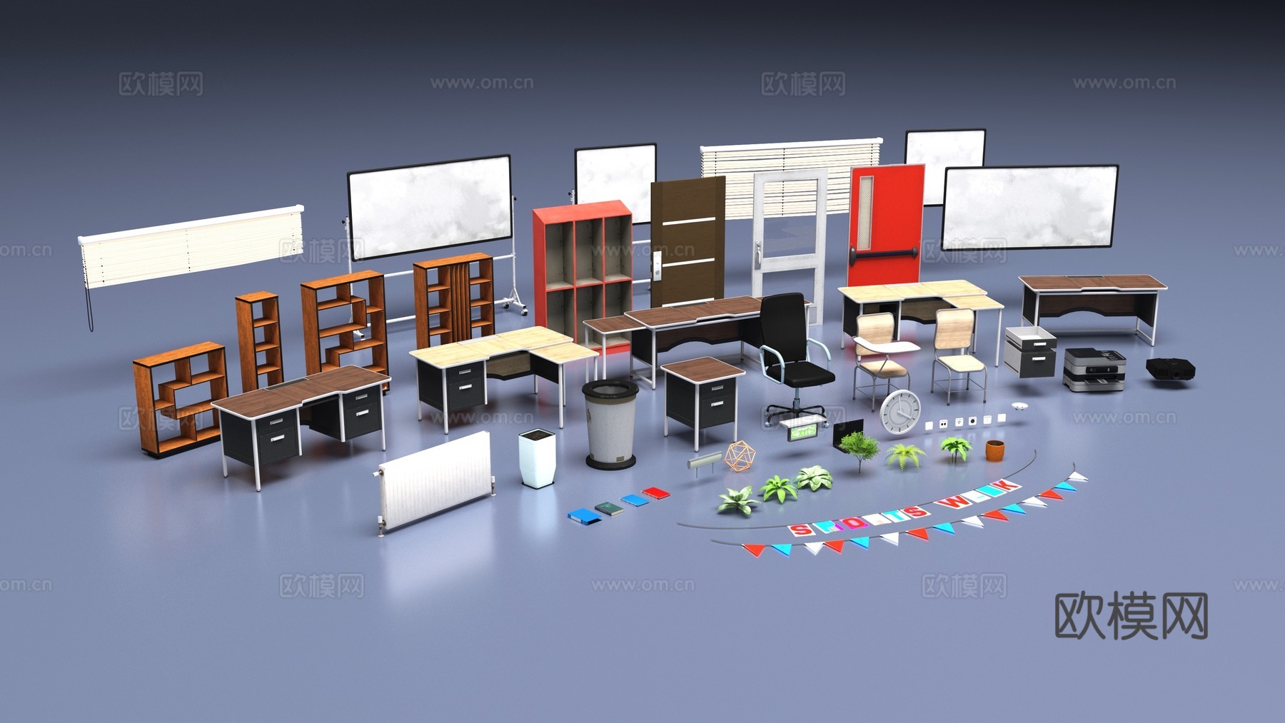 学校家具集合3d模型