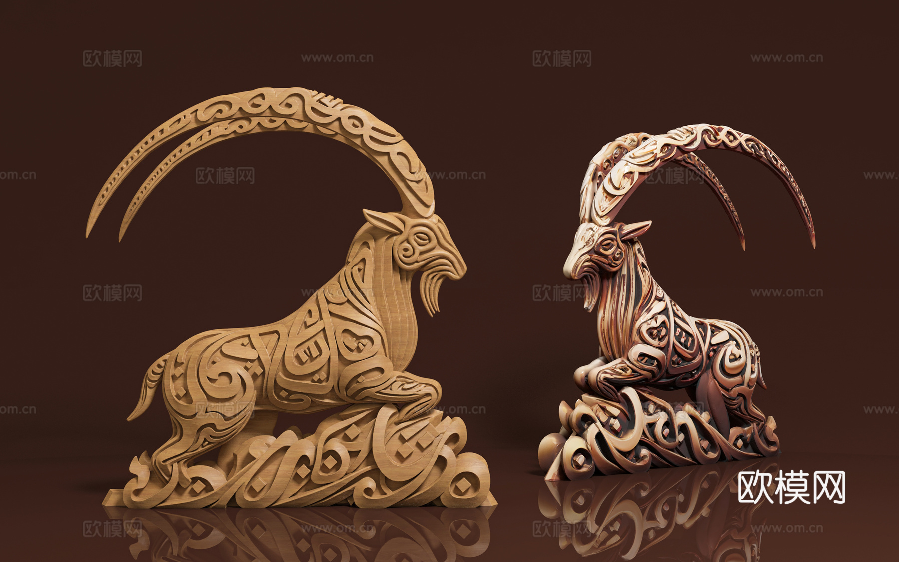 羚羊立体雕塑雕刻 艺术创意 动物雕塑 雕塑摆件 石雕木雕 雕3d模型
