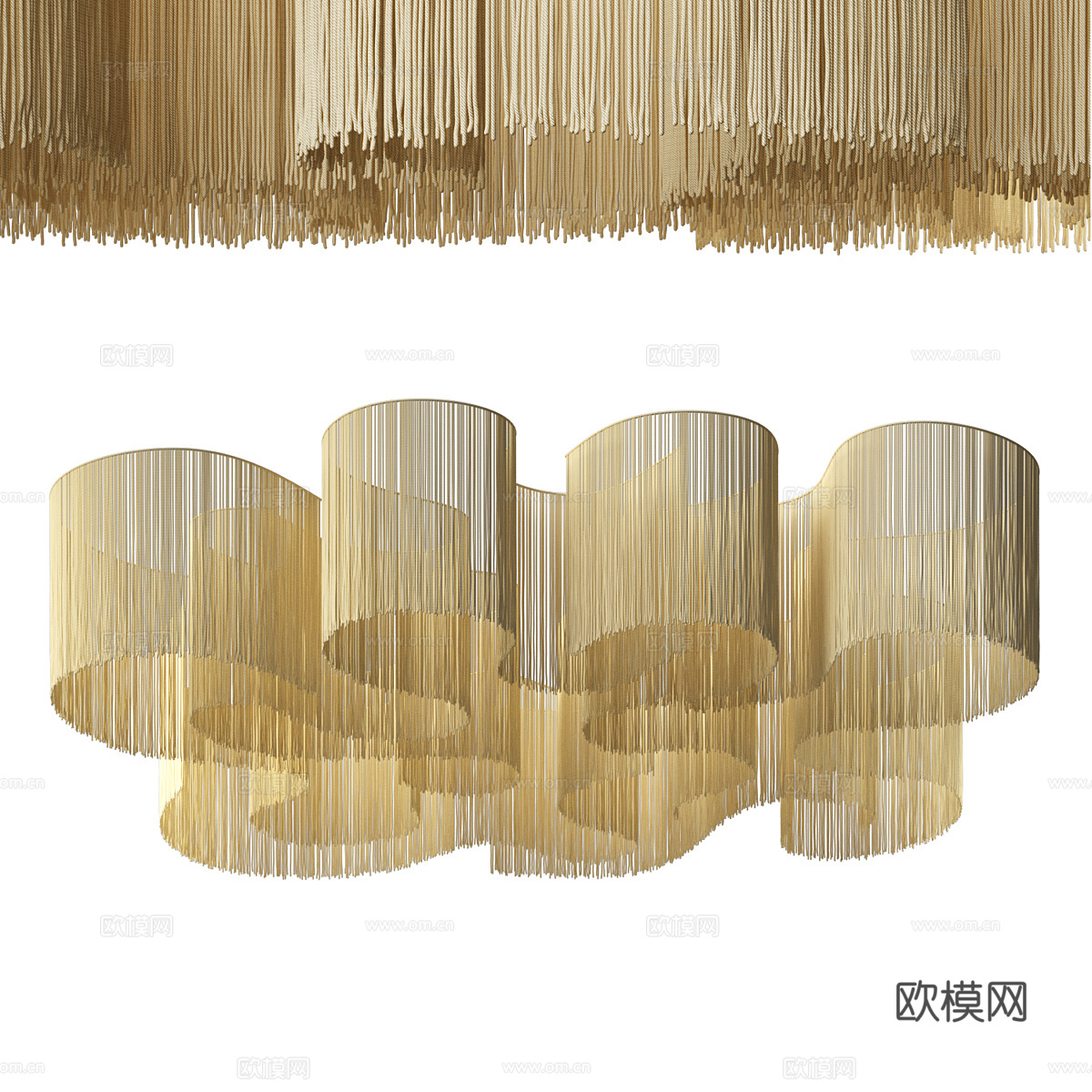 新中式藤编吊灯3d模型