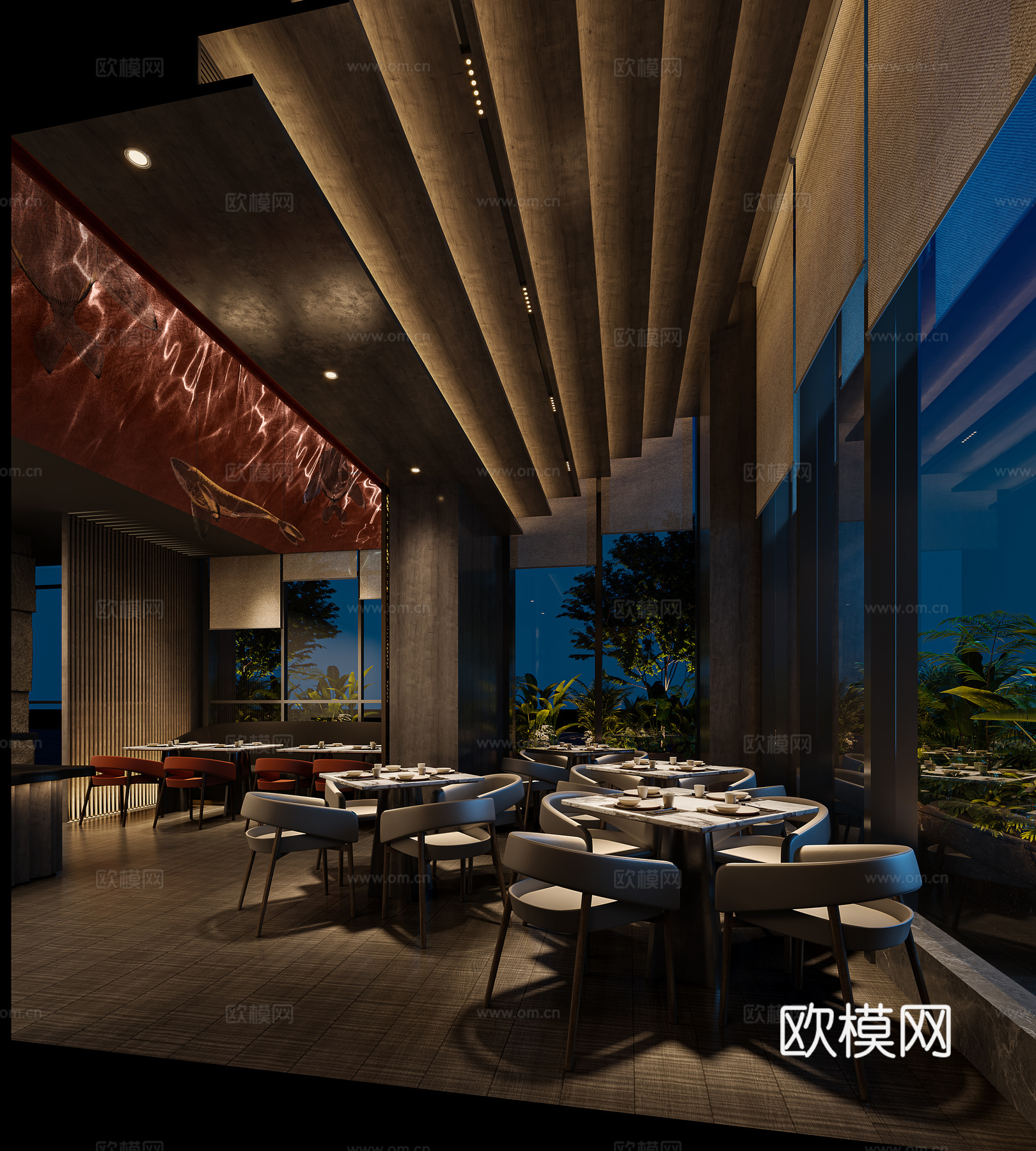 现代西餐厅3d模型