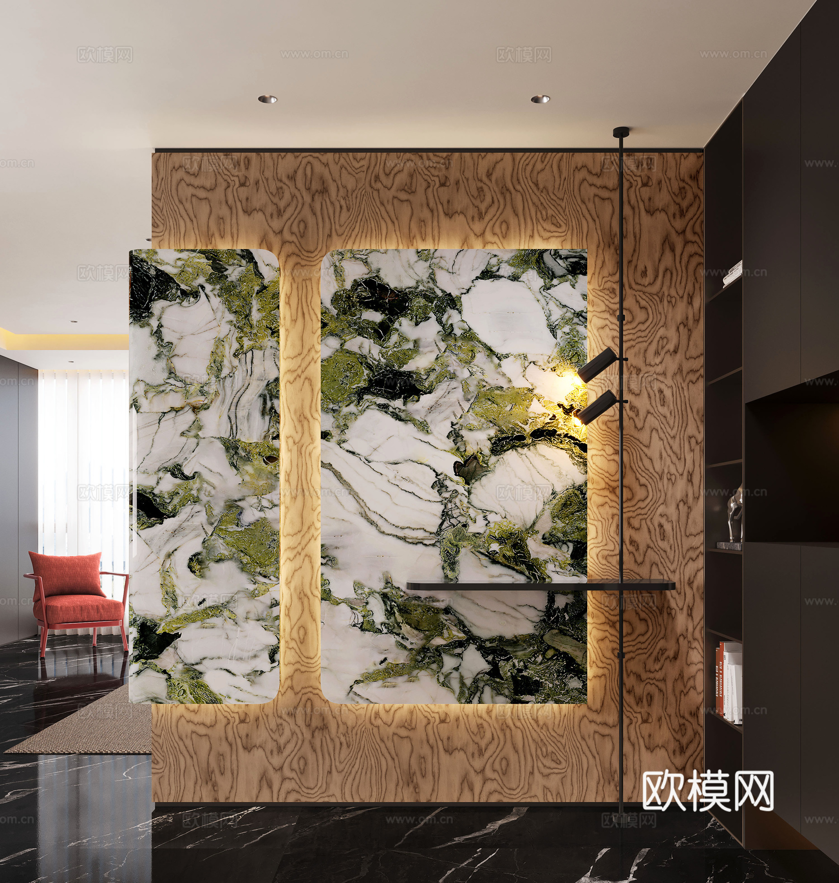现代玄关过道 装饰性玄关 玄关隔断 入户玄关 透光石背景3d模型