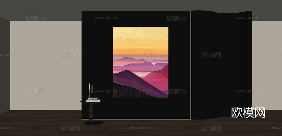 现代风景装饰画su模型下载(渲染图2)