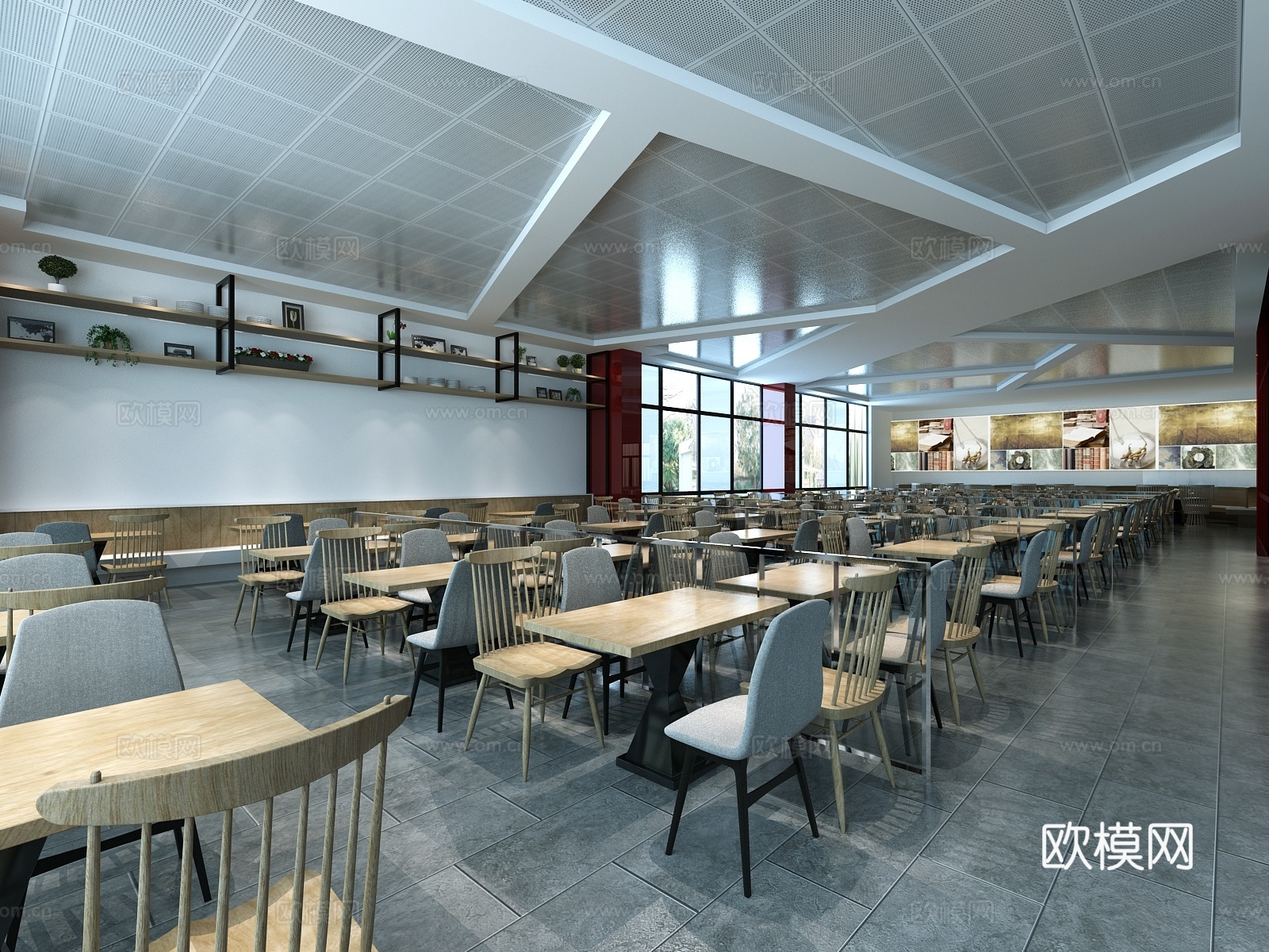 现代食堂快餐店 点菜区3d模型