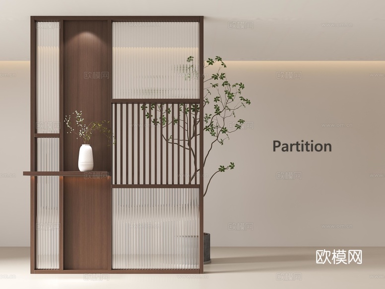 隔断 屏风 玄关 屏风隔断 玄关隔断su模型下载(渲染图1)
