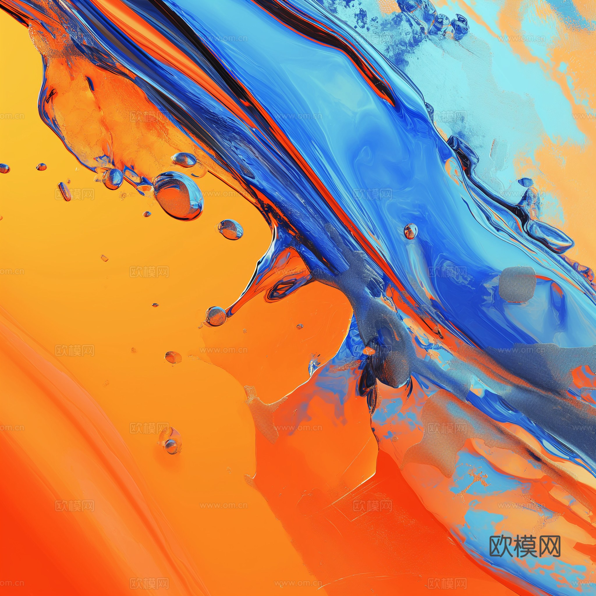 3D立体肌理油画涂抹背景壁纸下载（渲染图8）