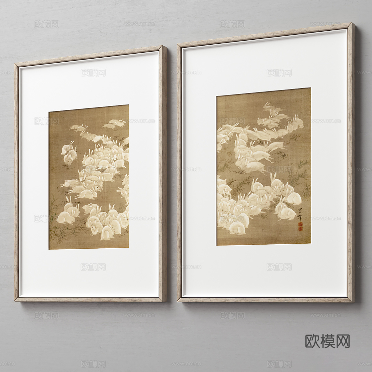 新中式装饰挂画3d模型