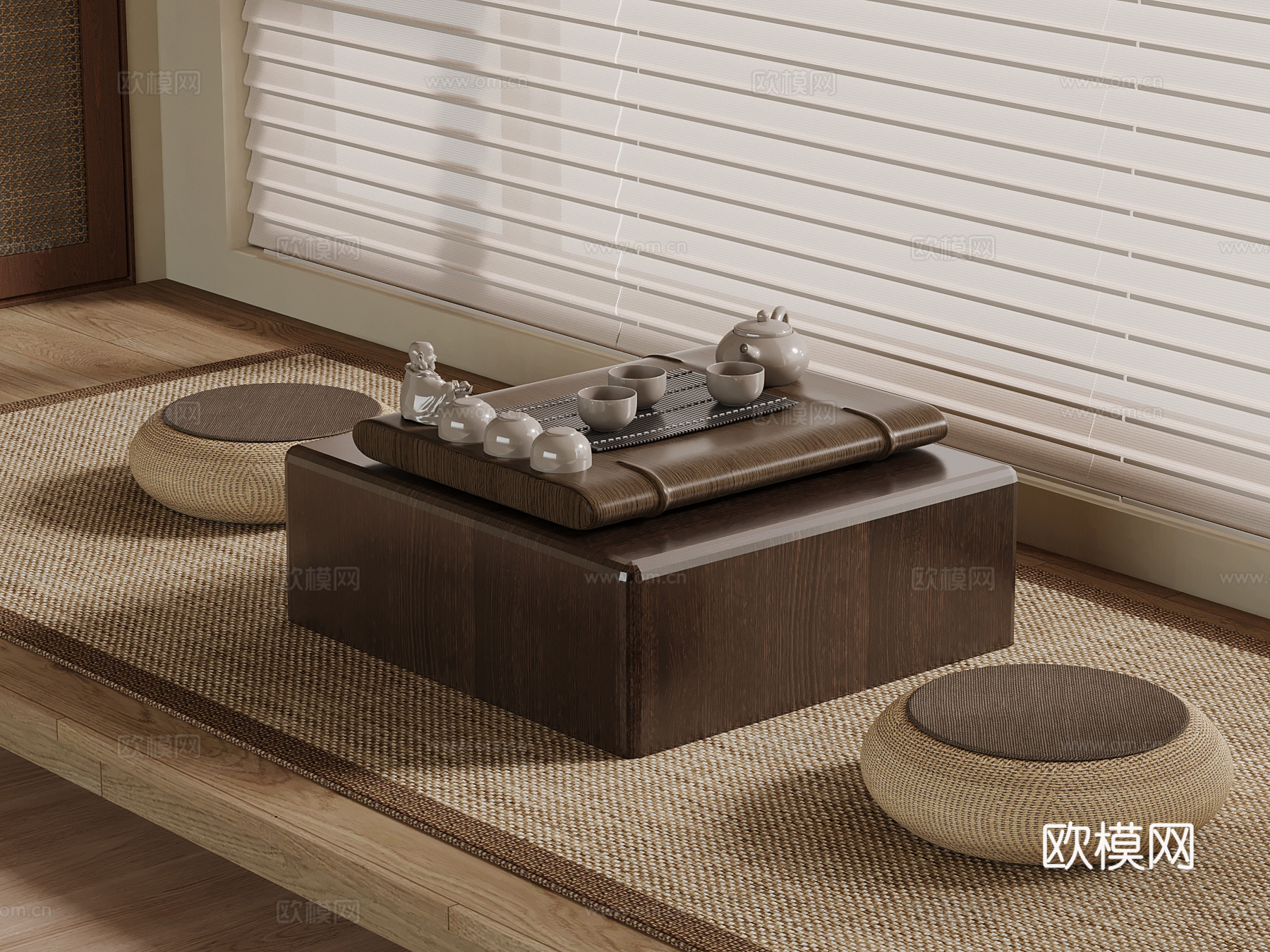 茶桌椅 榻榻米茶桌椅3d模型