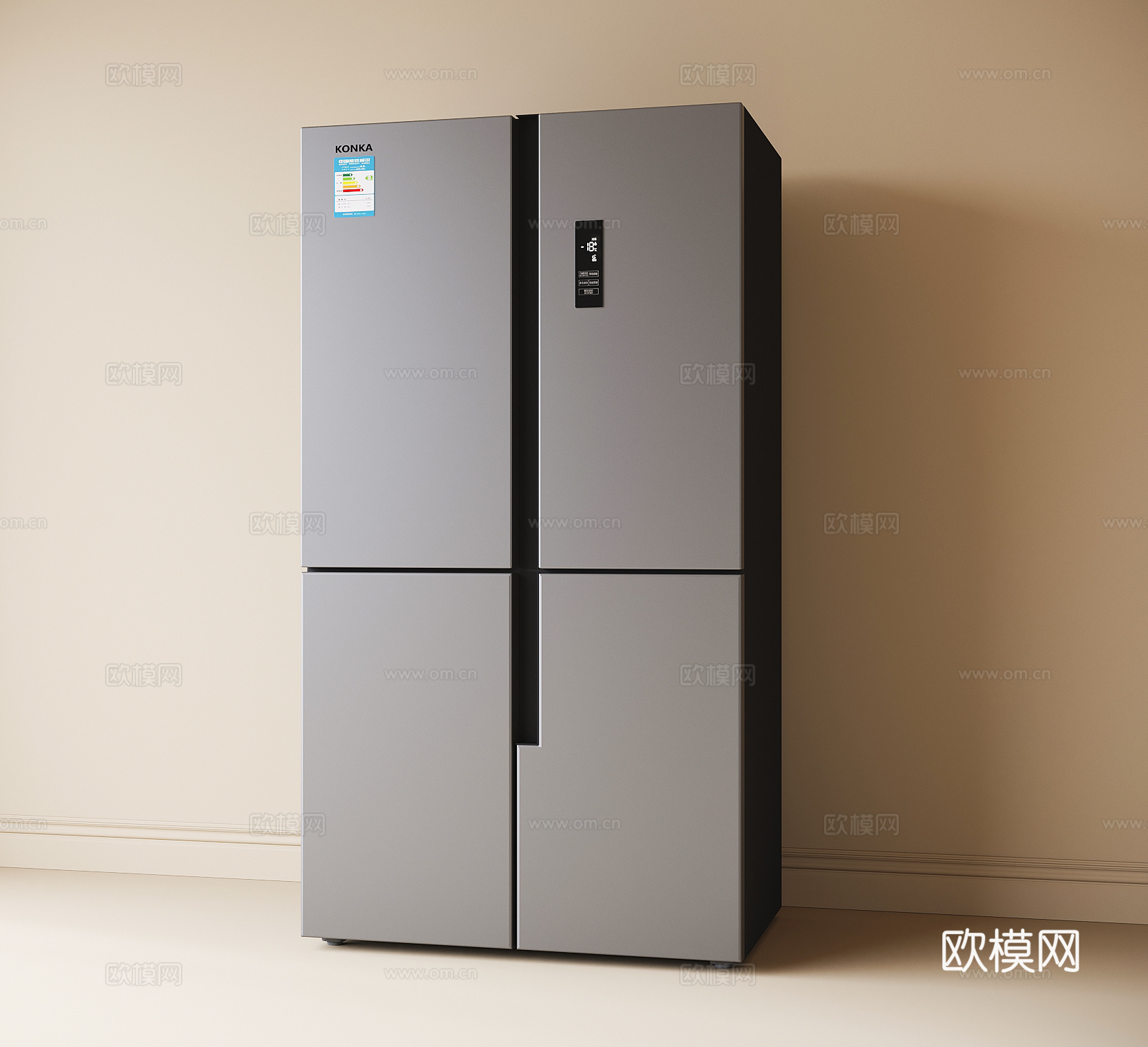 现代双开门冰箱su模型