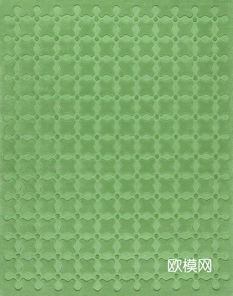 法式北欧绿色小花毛绒地毯下载