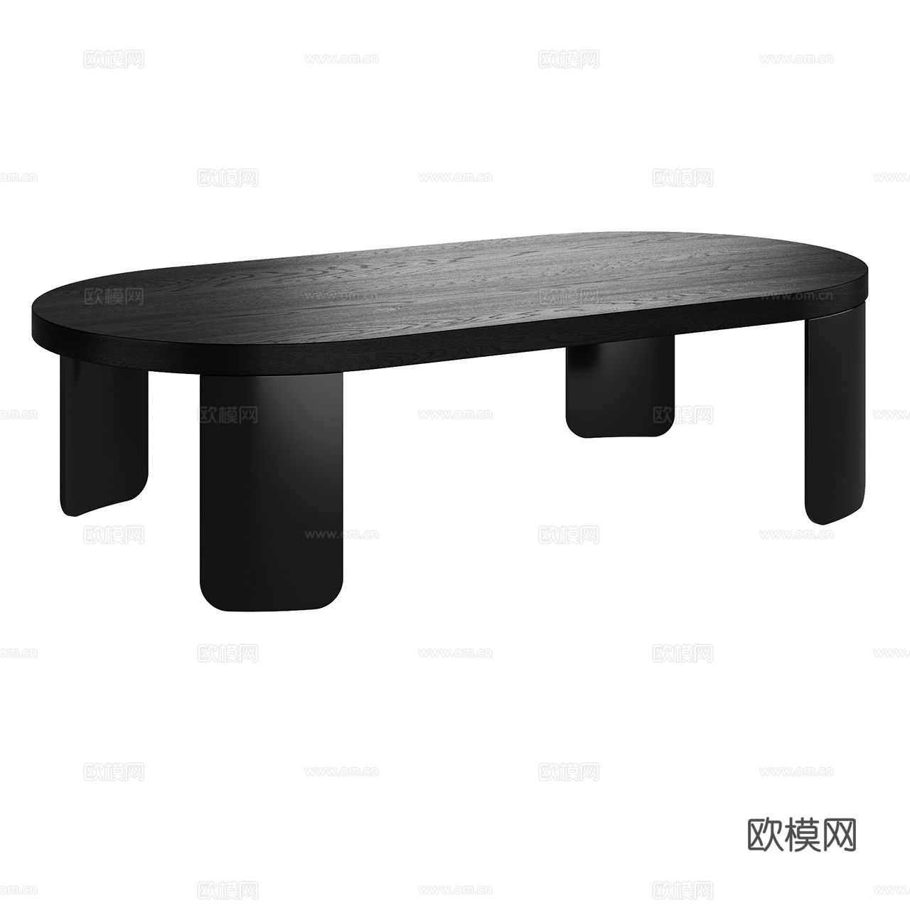 Vibieffe 现代极简茶几 实木茶几 椭圆形茶几 长茶几3d模型