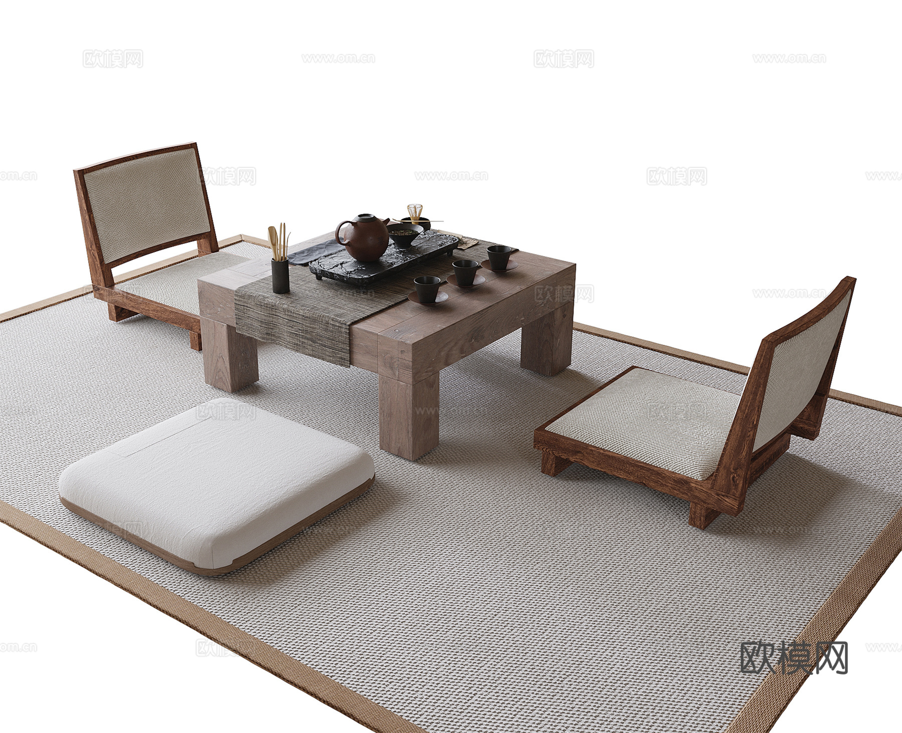 现代榻榻米茶桌椅 茶椅 小茶桌3d模型