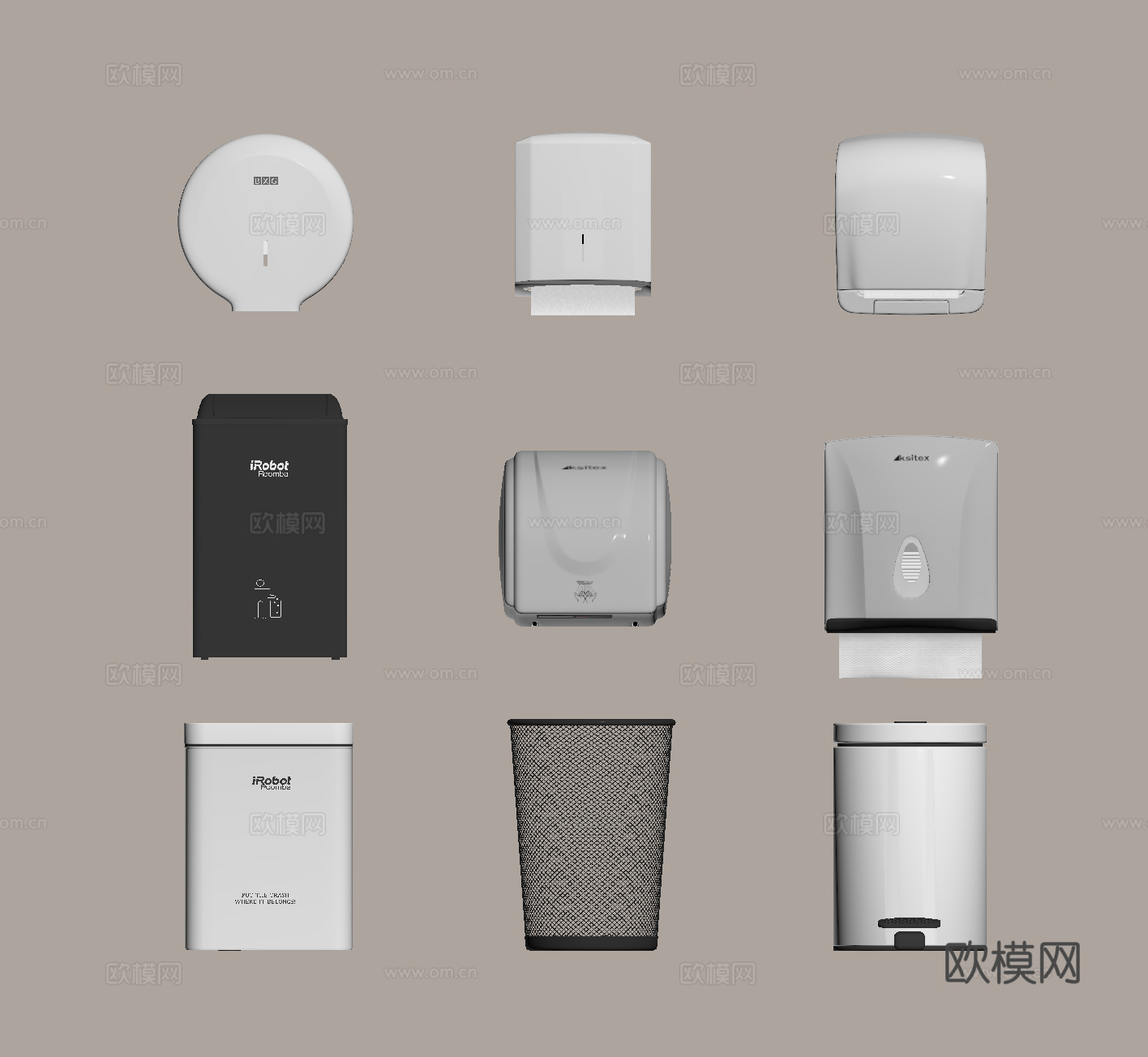 垃圾桶 壁挂纸抽盒 卷纸盒su模型