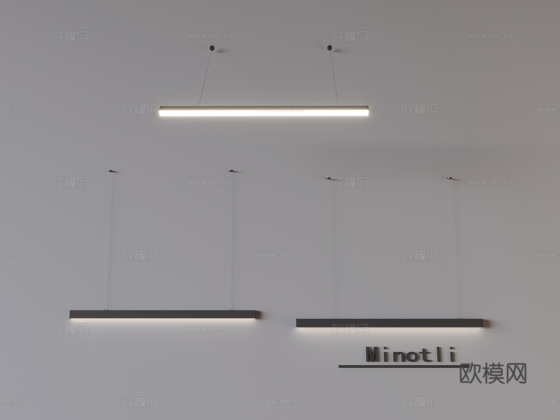 意式工装长条吊灯 餐厅吧台一字吊灯3d模型